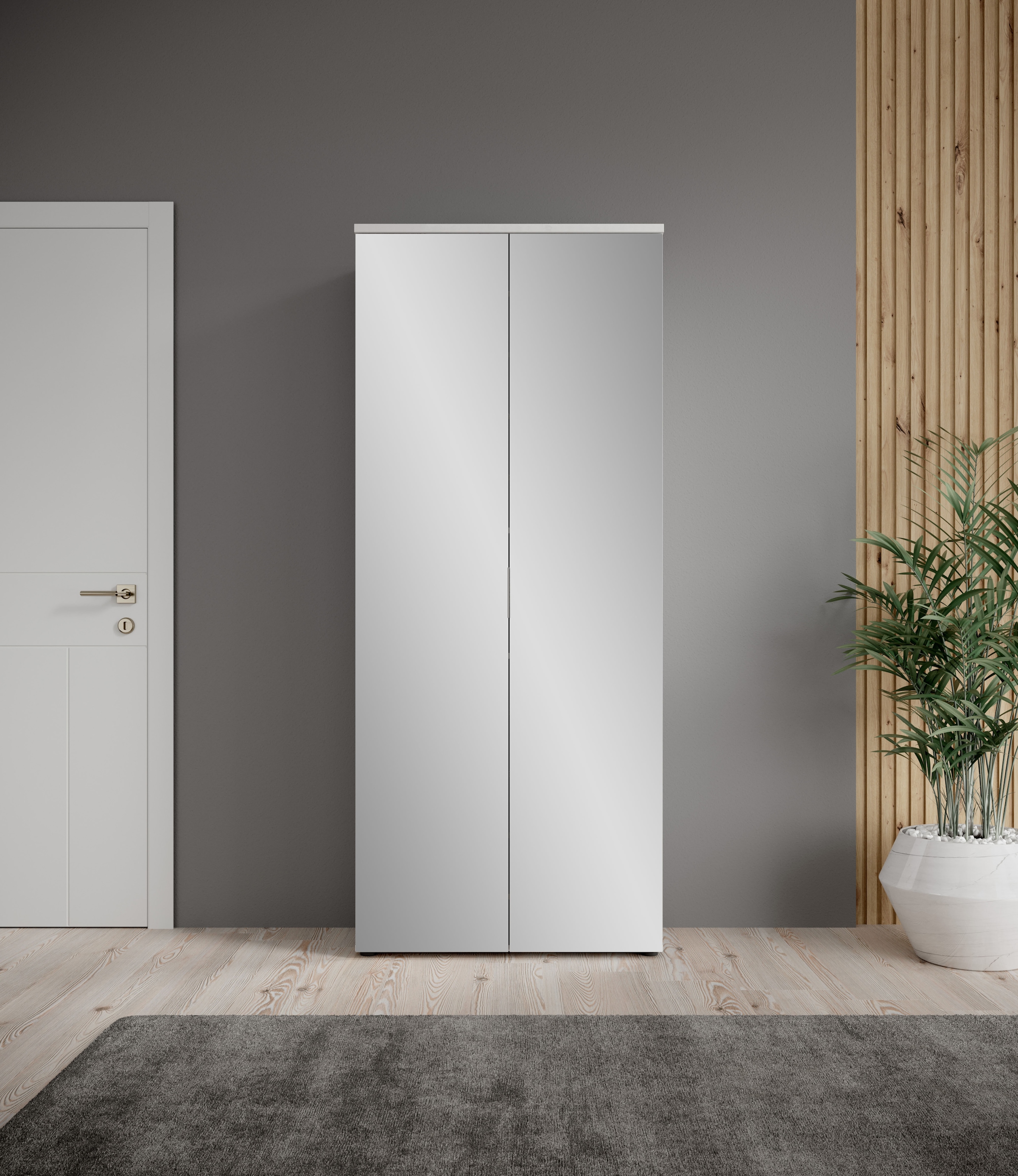 HBZ Schuhschrank »Lincoln mit Spiegel, BxHxT 80x190x35 cm« 1 Stk. tlg. Schuhschrank mit 2 Spiegeltüren, 9 Einlegeböden, 2 feste Böden