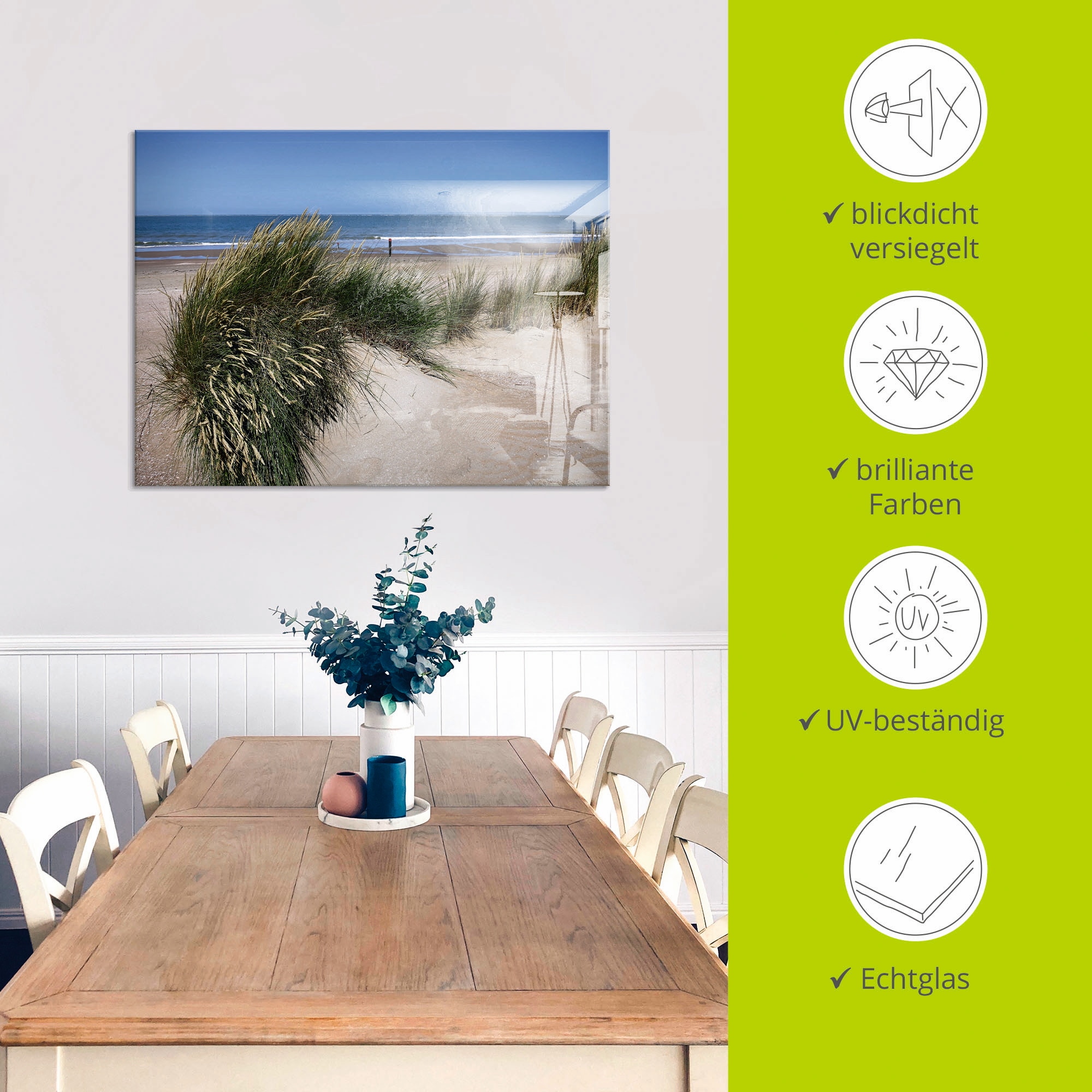 Artland Glasbild »wellige Dünenlandschaft« Strand 1 Stk. tlg. in verschiedenen Grössen
