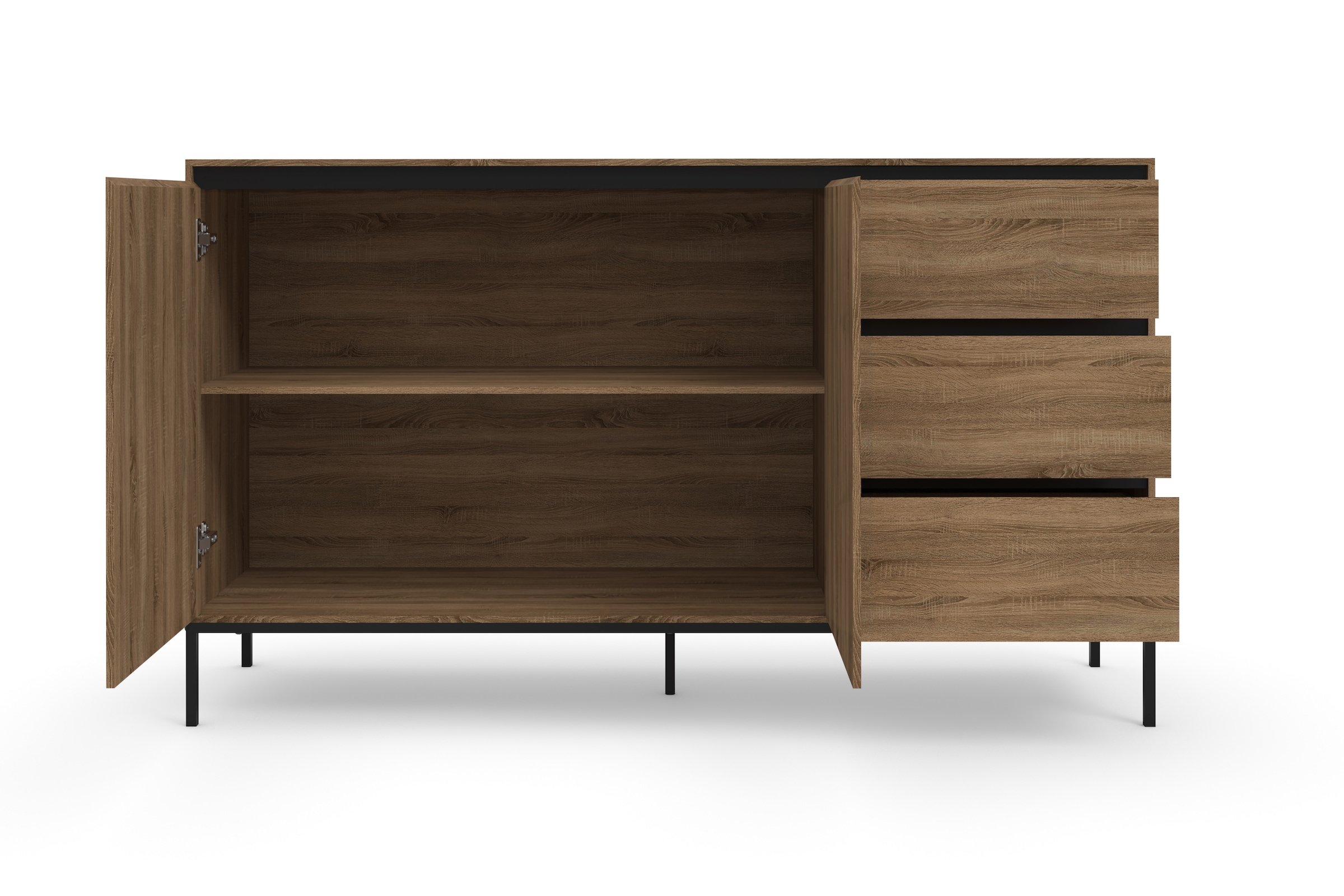 GOODproduct Sideboard »Bari« Kommode mit 2 Türen und 3 Schubkästen, Breite 140 cm