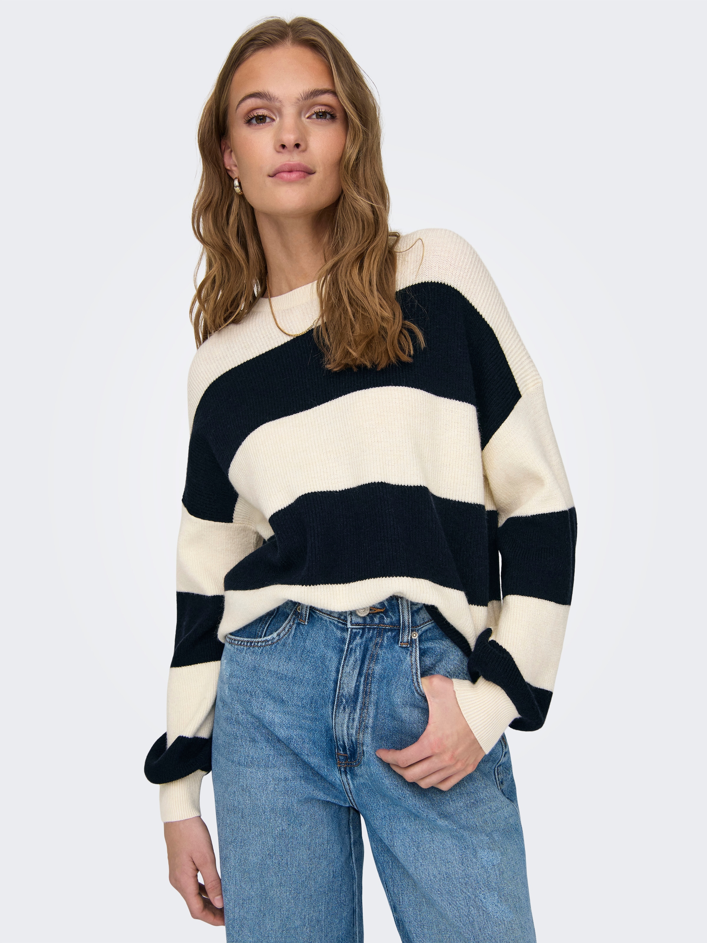 ONLY Strickpullover »ONLATIA L/S STRIPE PULLOVER KNT NOOS« mit Colorblock Design