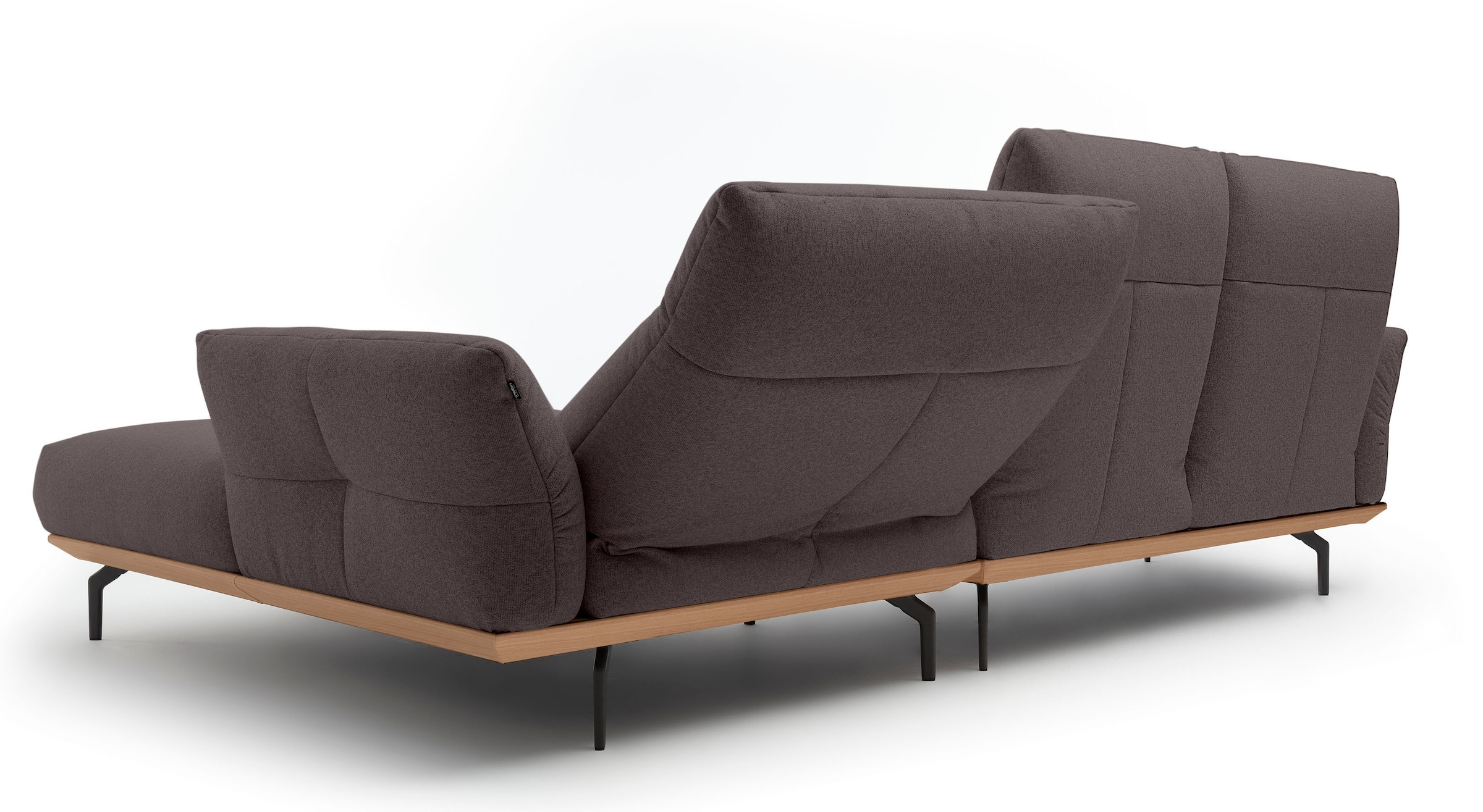 Creation BY ROLF BENZ Canapé d'angle »CR.460 Designsofa mit verstellbarer Rückenlehne, hochwertig & bequem« socle en chêne, pieds en aluminium moulé gris ombre, largeur 298 cm