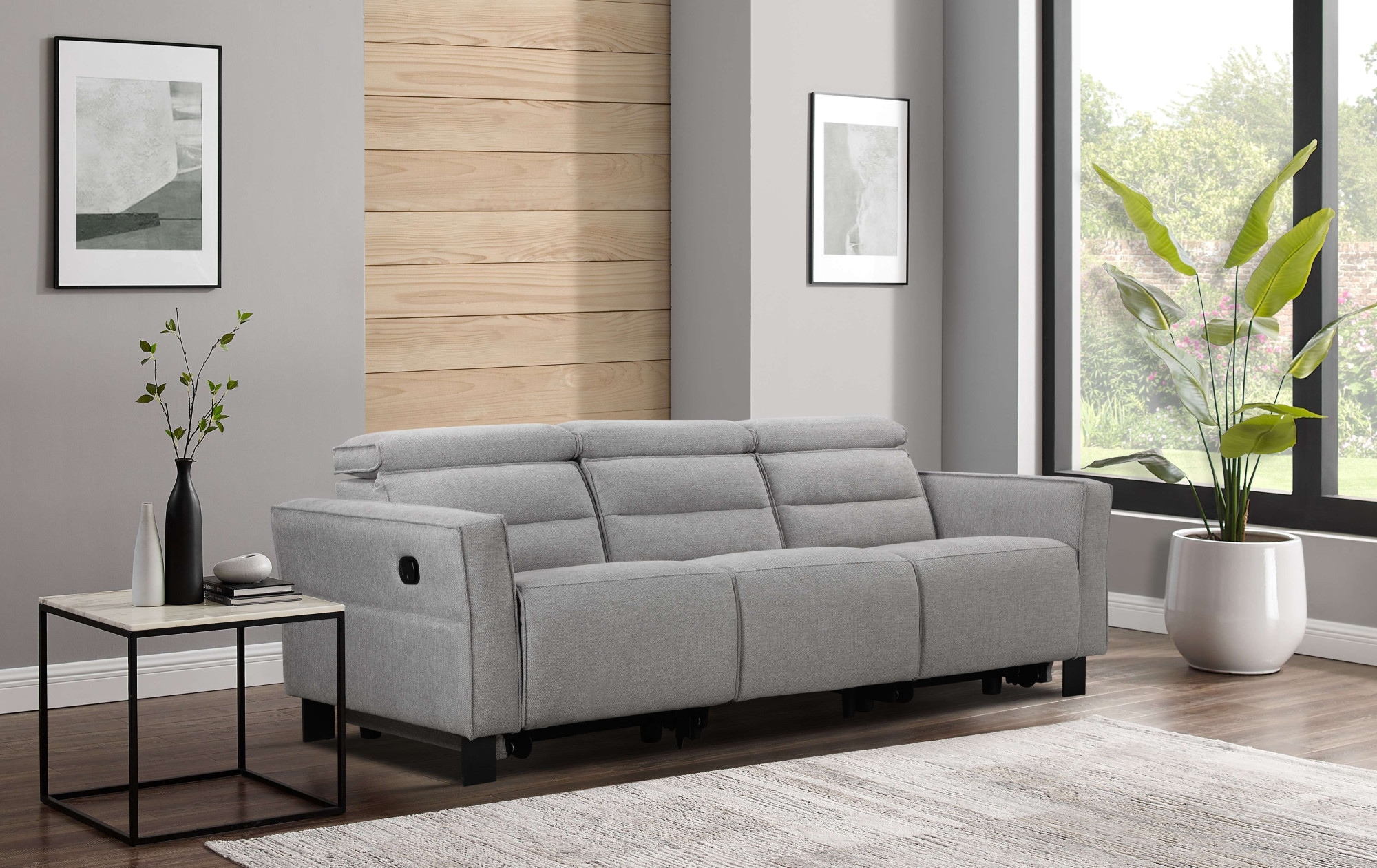 GOODproduct 3-Sitzer »Carpari Webstoff, 224 cm, man./elektr. Relaxfunktion« (USB A/C), sowie Kopfteilverstellung