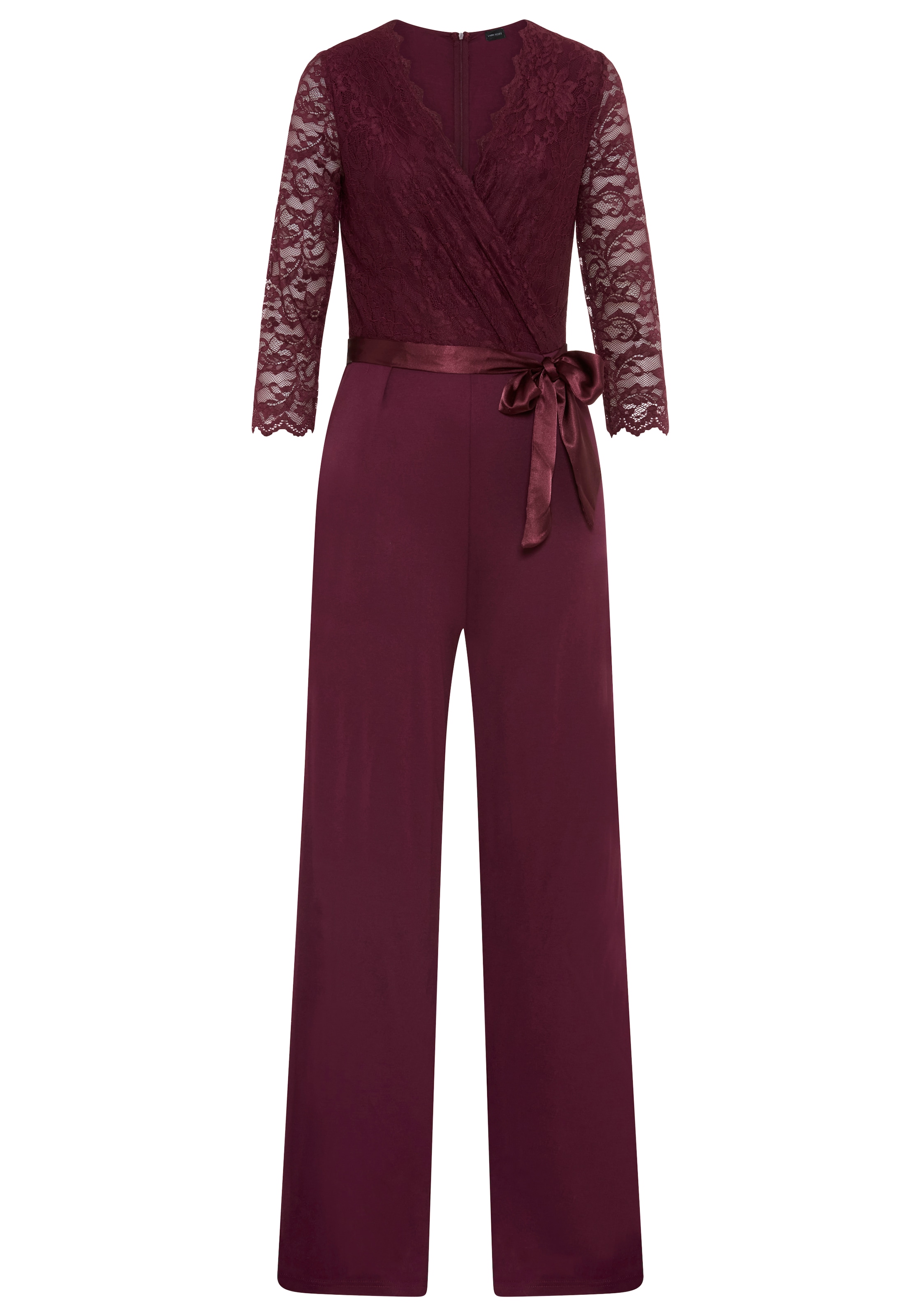 Laura Scott Jumpsuit mit Spitzenoberteil und Satin-Bindegürtel