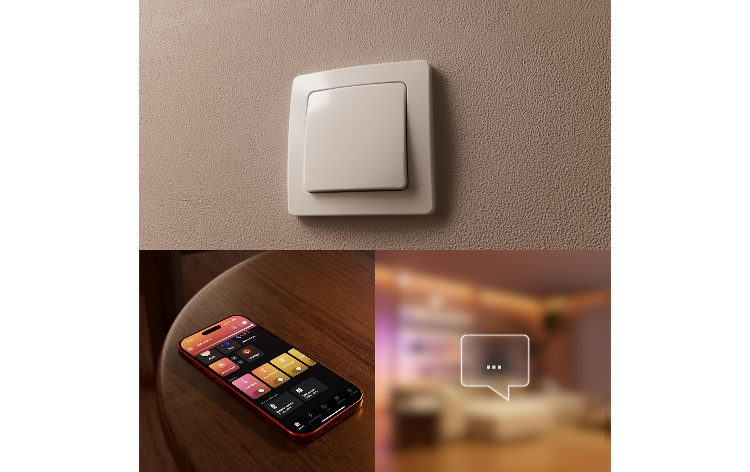 Philips Hue Smart-Home-Steuerelement »Wandschaltermodul, für nicht smarte dimmbare Lampen, Netzbetrieb« 1 Kanal /1C (200W LED / 200W Halogen), App‑ & Sprachsteuerung
