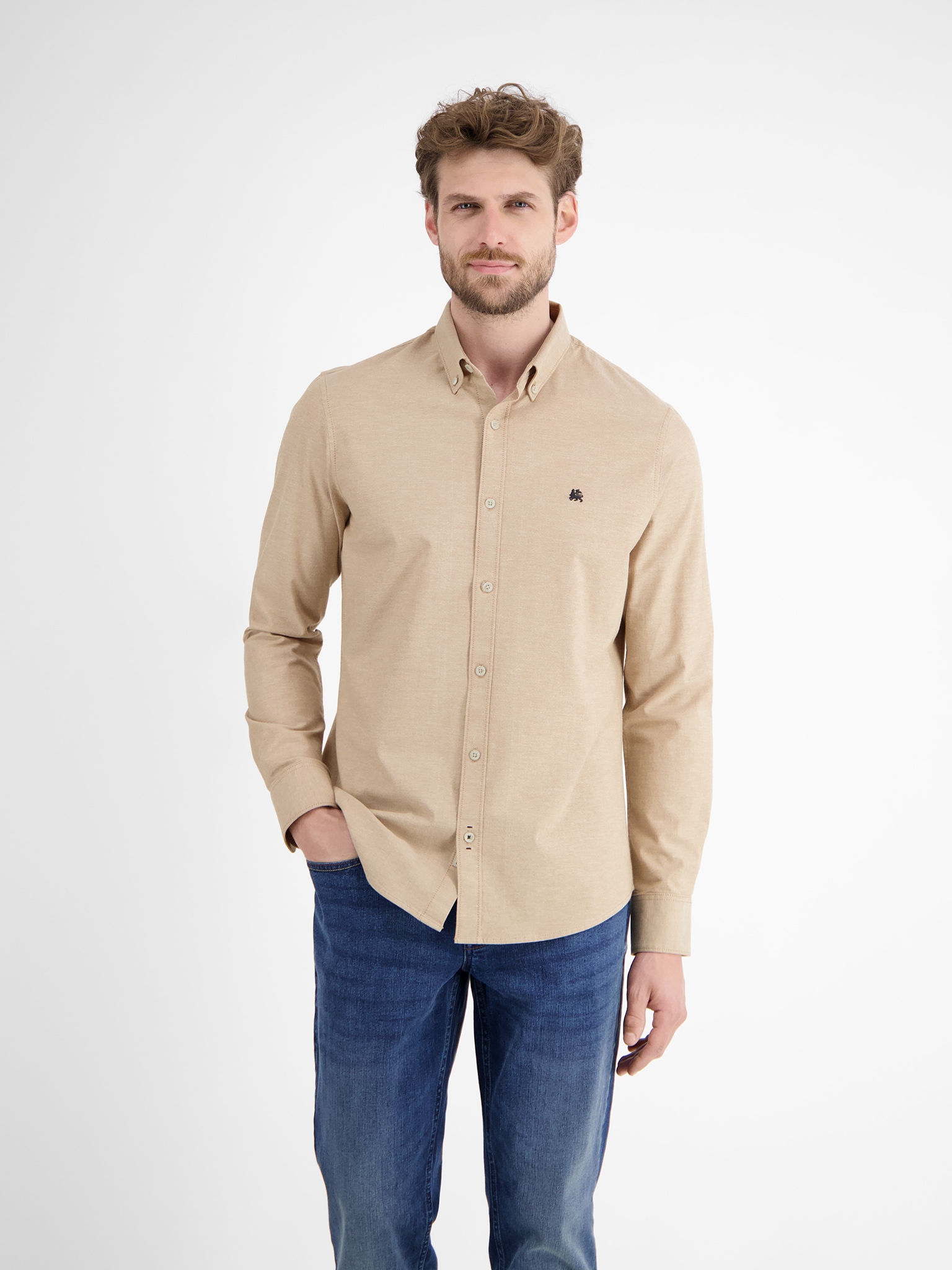 LERROS Chemise à manches longues »Oxford Solid« mit Button-Down-Kragen