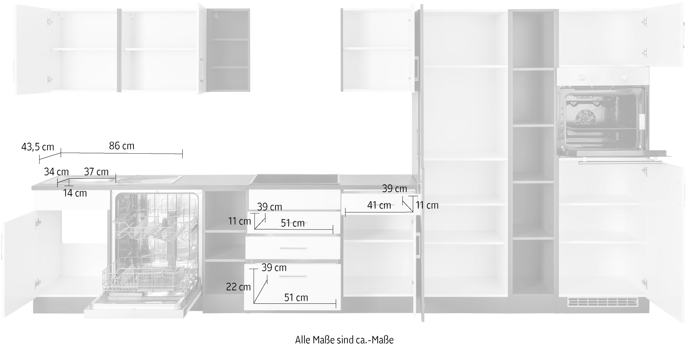 KOCHSTATION Kitchenette »KS-Paris – Küchen mit einzigartigen Fotomotiven auf den Fronten« largeur 400 cm, au choix avec appareils électriques et induction