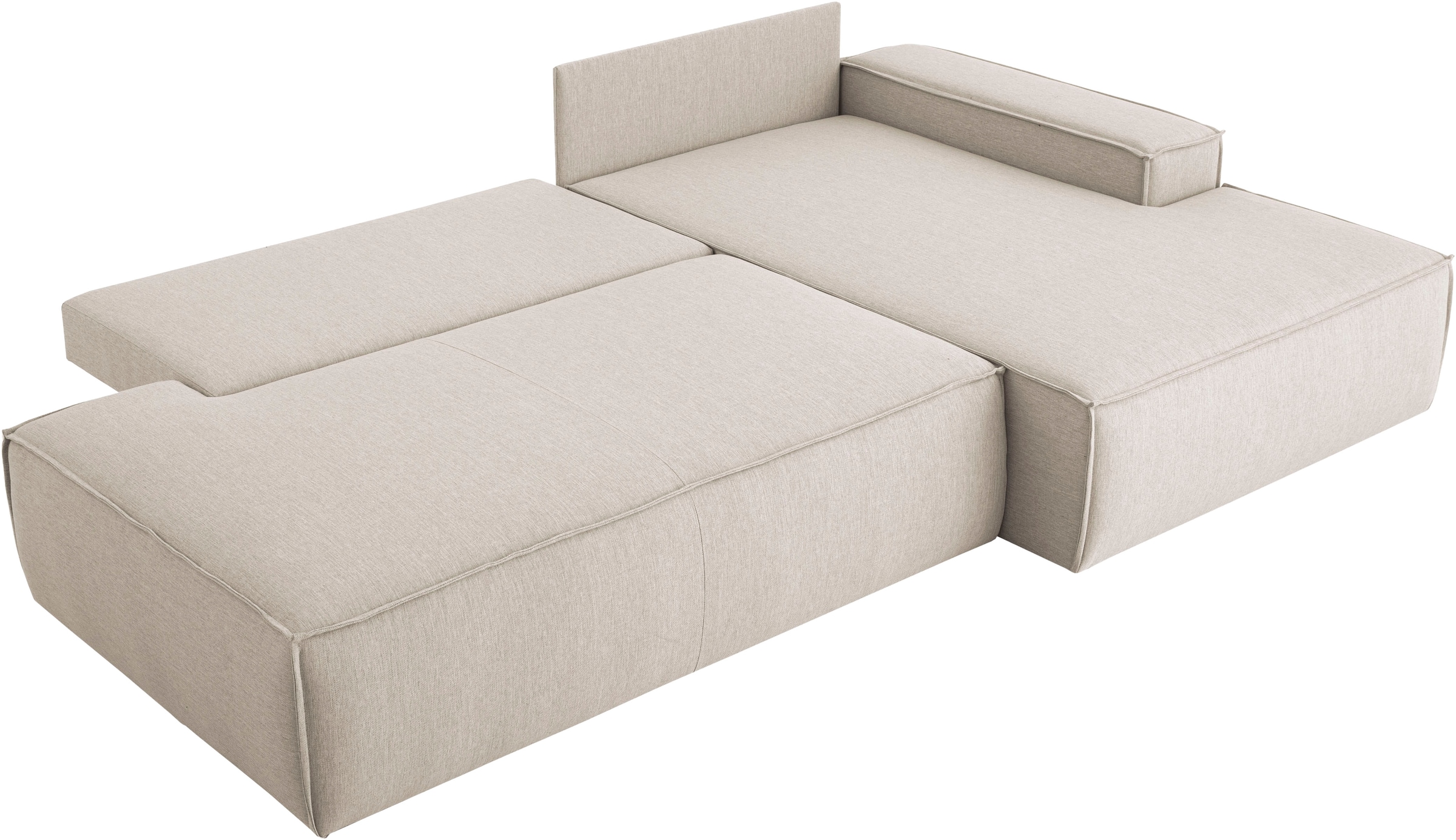 Home affaire Ecksofa »SHERWOOD,  Schlafsofa in L-Form offen (275cm), Cord, Leinenoptik« Schlaffunktion und Bettkasten, Kedernaht, hoher Sitz- & Liegekomfort,