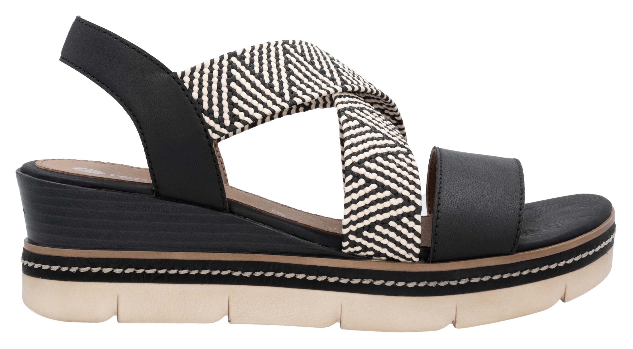 Remonte Keilsandalette  , Riemchensandale, Sommerschuh, Bequemschuh mit Muster