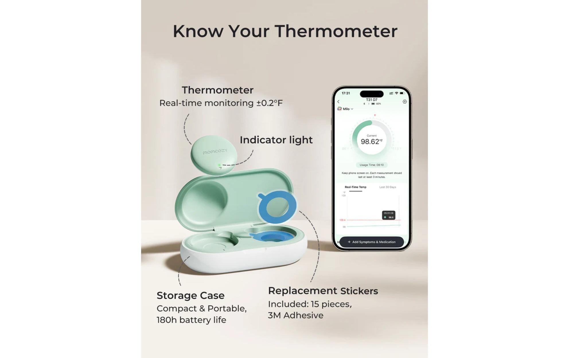 Momcozy Thermomètre médical »Smartes Babythermometer für die Achselhöhle«