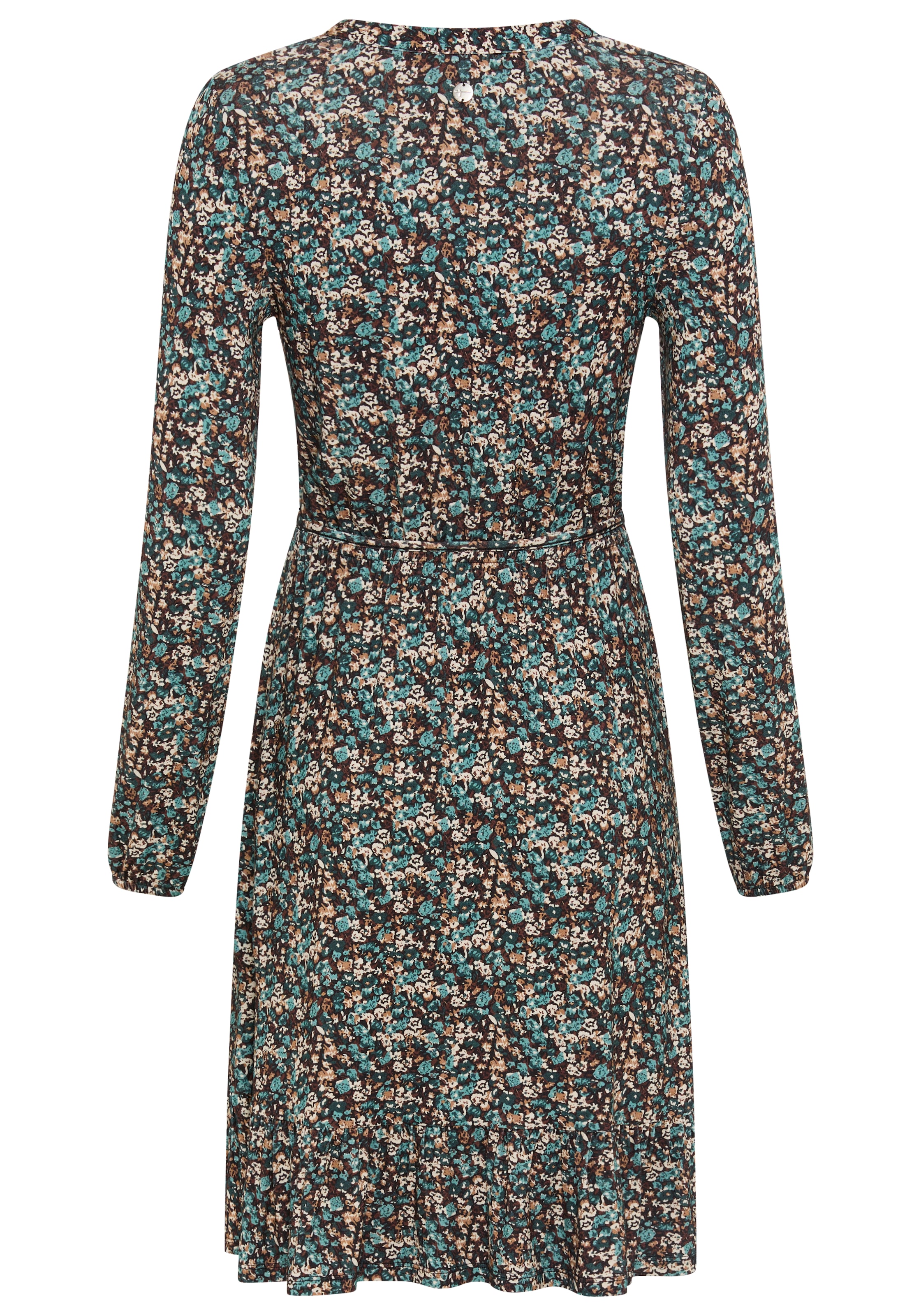 Tamaris Mini-robe »aus Jersey, gemusterte Optik« avec coupe cintrée et col montant