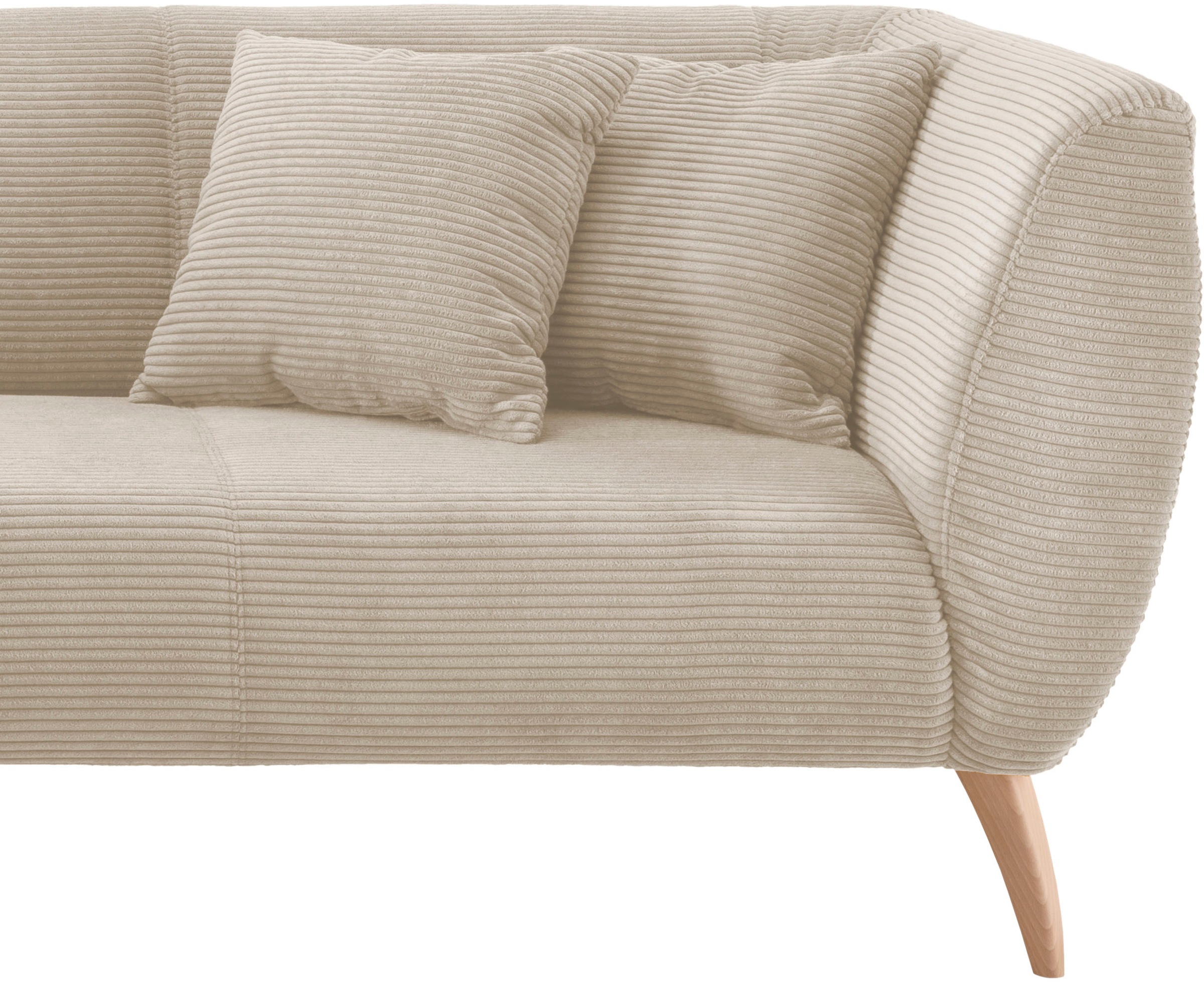 Home affaire Canapé d'angle »Colori Polstermöbel mit zeitlos eleganter Rückenführung. L-Form« Holzfussfarbe wählbar, inkl. 4x Zierkissen