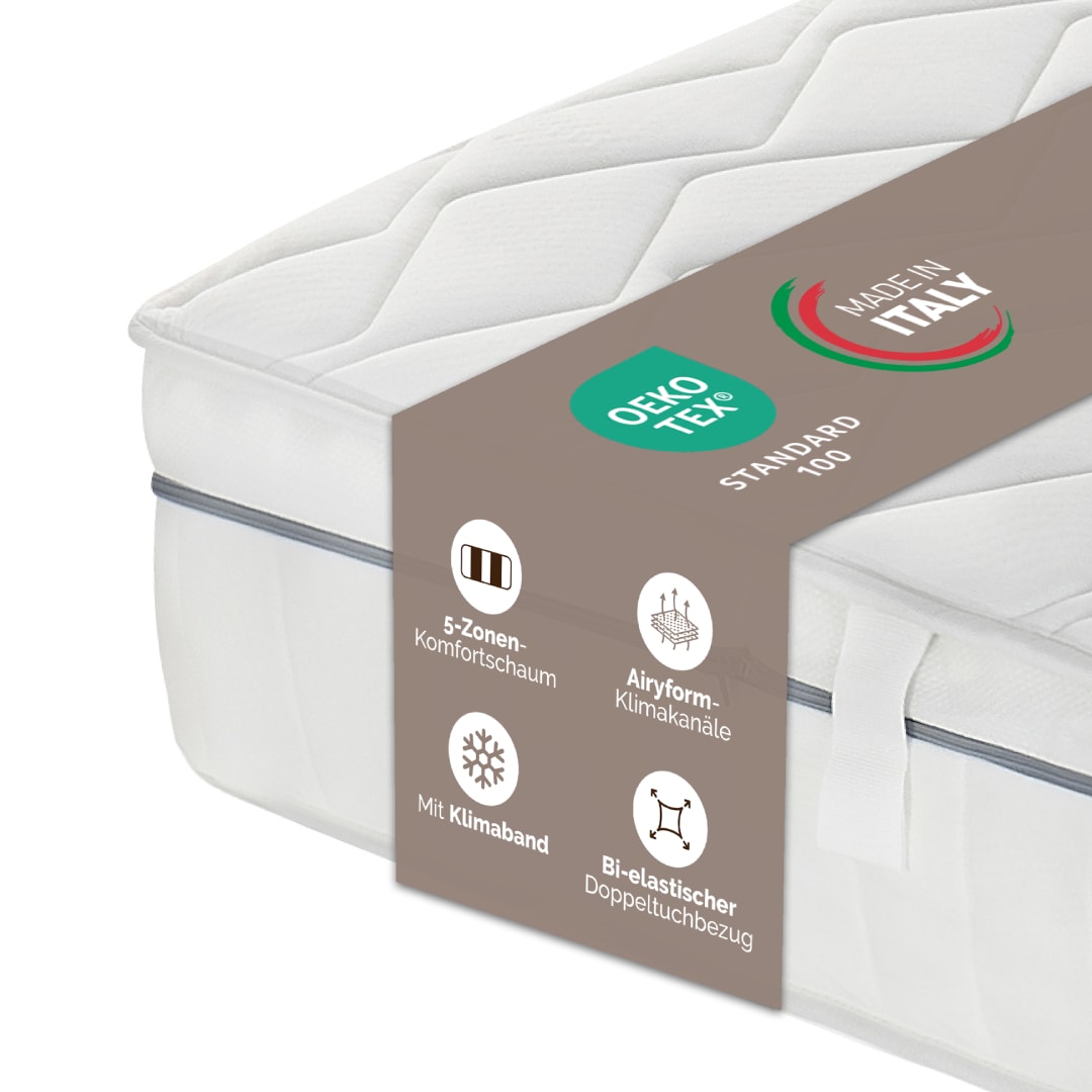 DI QUATTRO Komfortschaummatratze »Airy Form 19 mit Klimaband« 19 cm hoch Raumgewicht: 28 kg/m³ 1 Stk. tlg. Matratze mit atmungaktivem Kern, 90x200 cm und weitere Grössen
