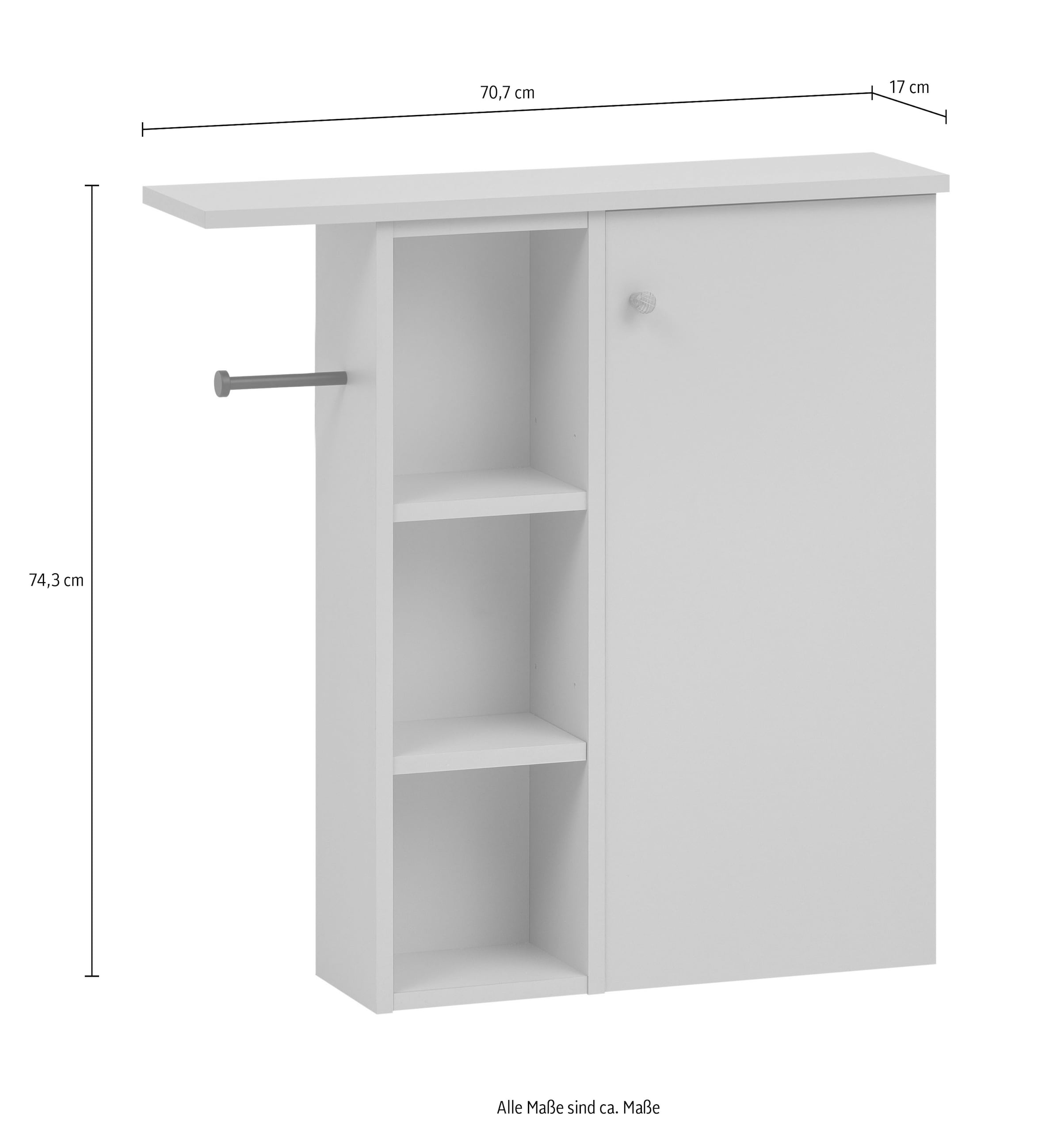 Schildmeyer Armoire latérale »Bjarne, Breite 70 cm, Griff aus Massivholz« Regalfach links oder rechts montierbar