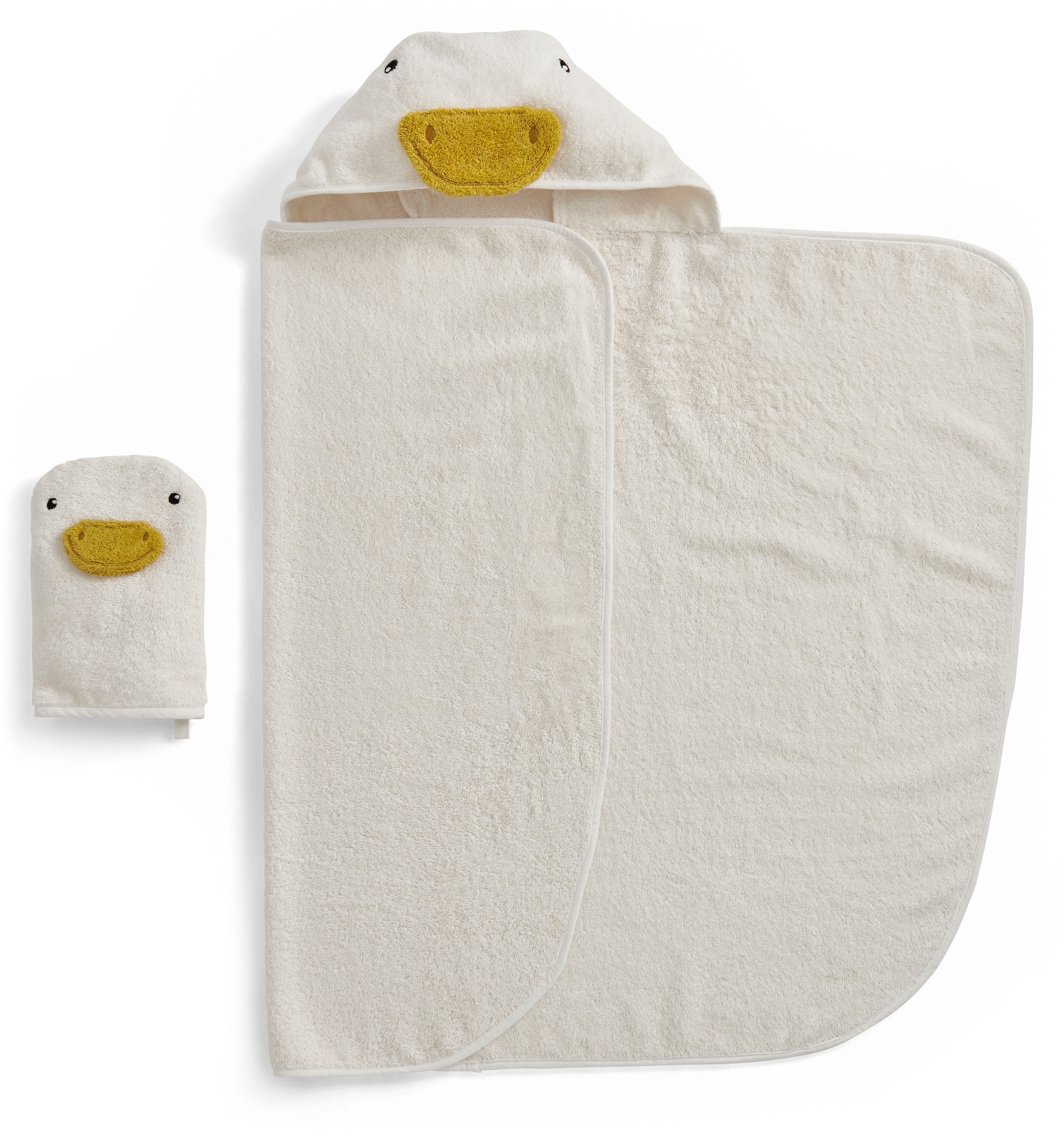 Christy Set de serviettes »Christy Baby Gans« Ensemble 2 cuis Frottee en feutre 1 serviette à capuche (95x90 cm) et 1 gant de toilette (23x15 cm)