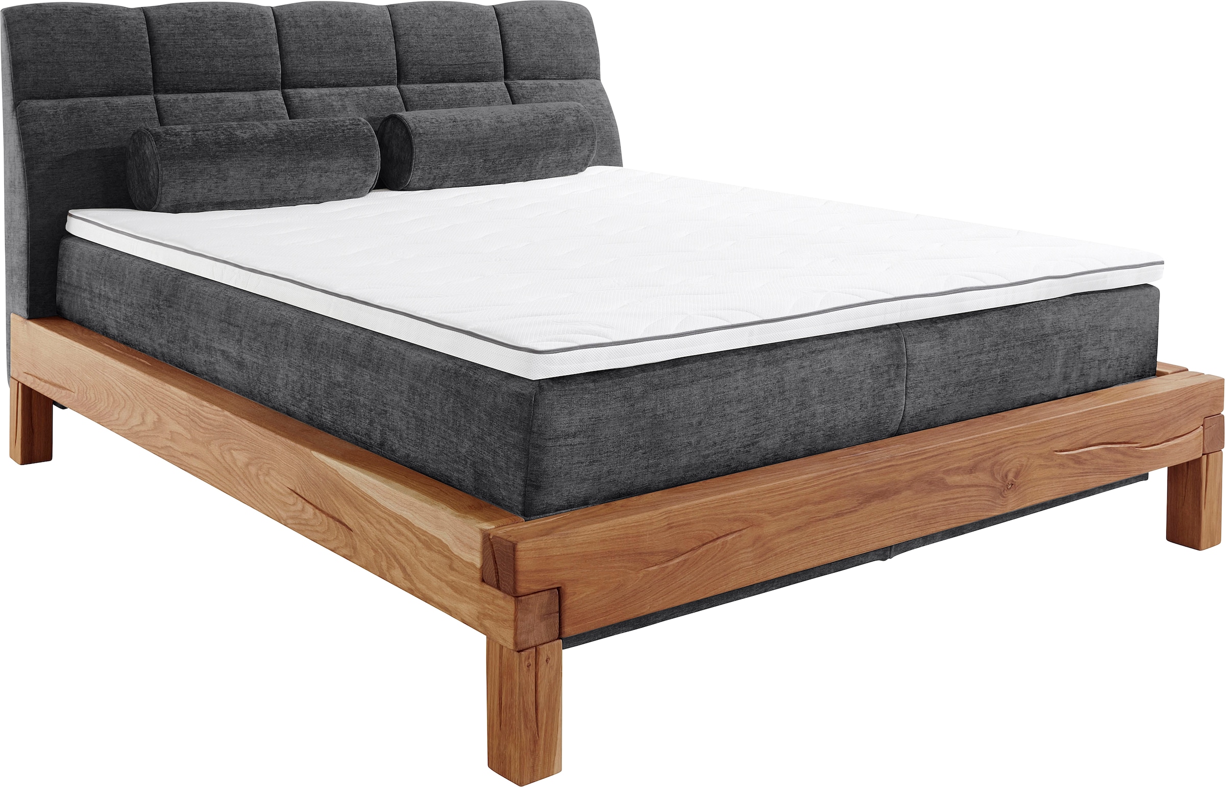 Home affaire Boxspringbett »VILLADS inkl. Taschenfederkernmatratze H2-H4 und Topper« Inside-Boxspring, recycelte Bezugsstoffe, Liegefläche 160 cm x 200 cm