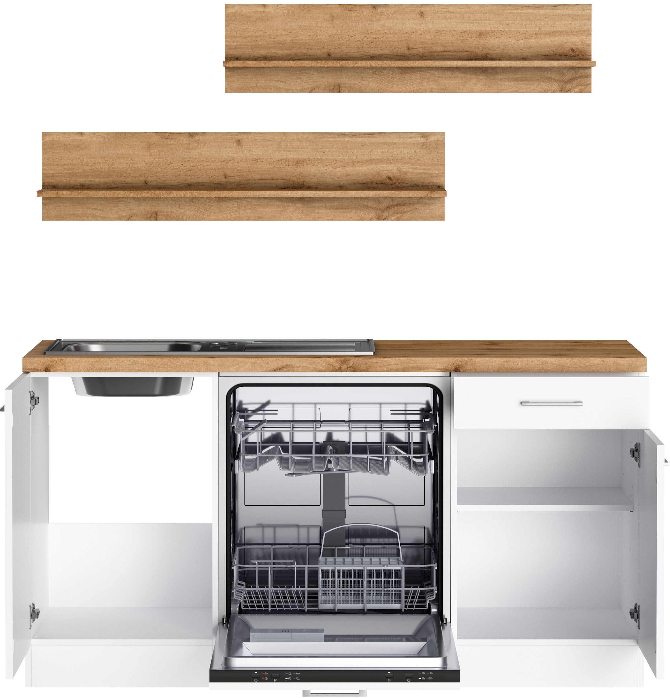 KOCHSTATION Winkelküche »KS-Milan, optional mit Muldenlüfter« Stellbr.360/220 cm, wahlweise mit E-Geräten, Kochfeld mit Dunstabzug