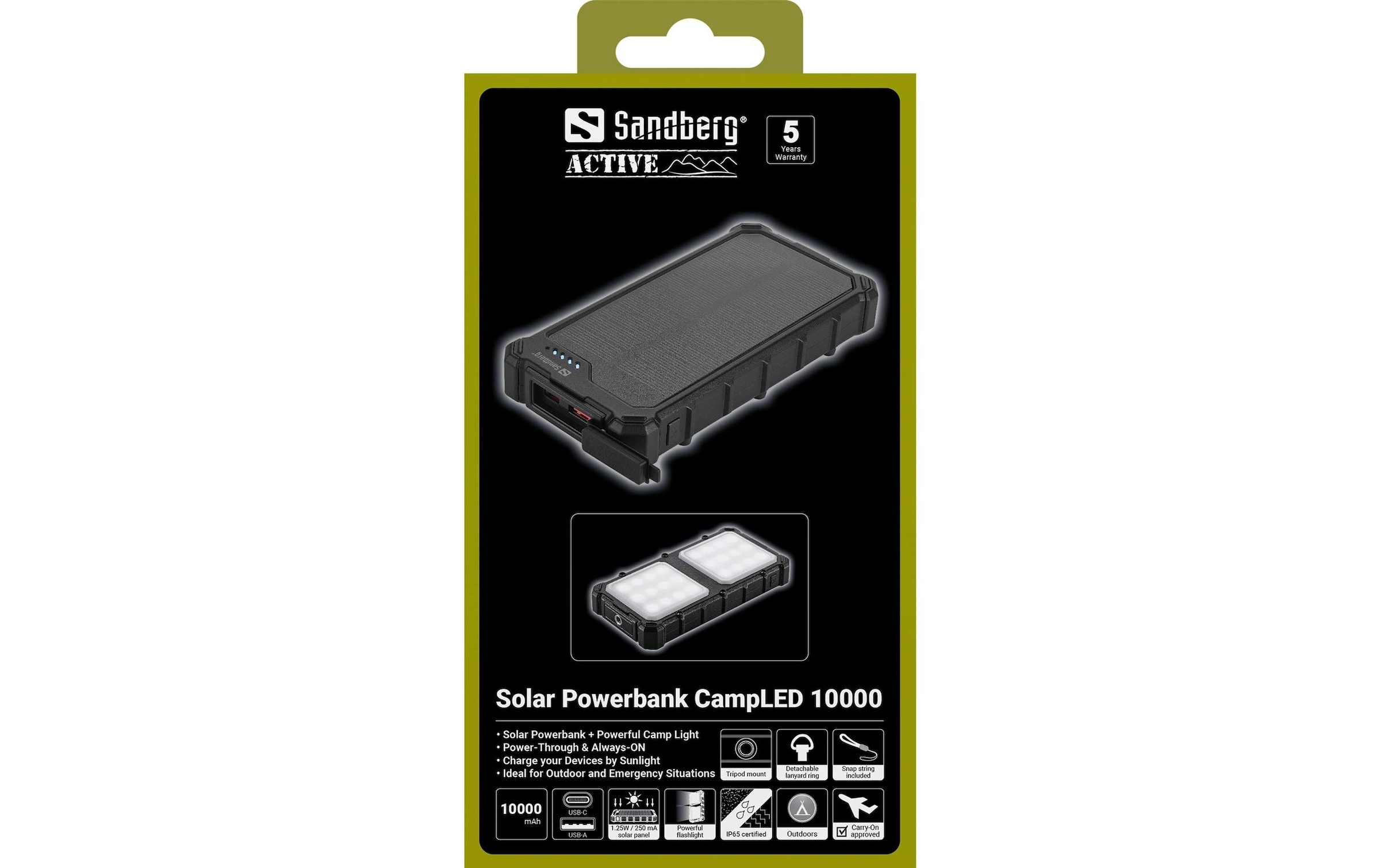 Sandberg Banque d'énergie »Solar CampLED 10000 mAh« Solarpanel