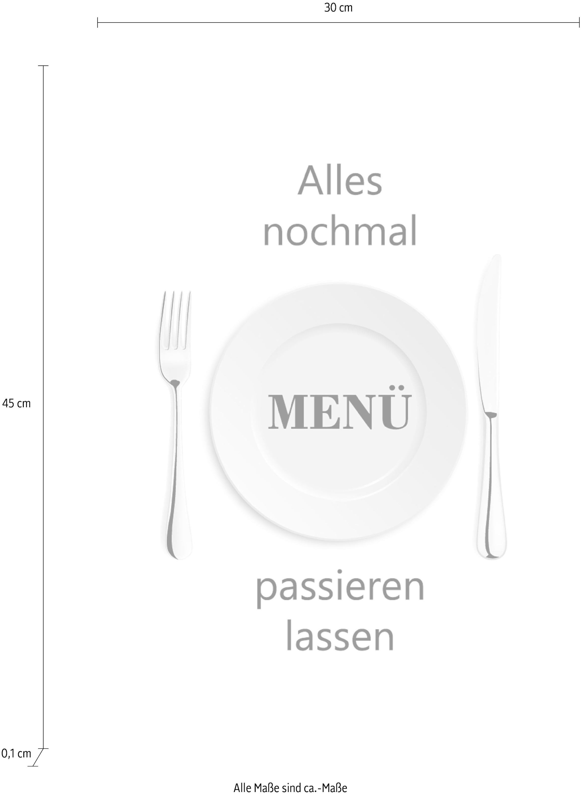 queence Wanddekoobjekt »Menü« Stahlschild, Blechschild, Spruch, Witzig, Wanddeko, retro, 20x30cm