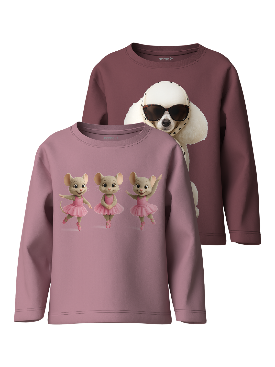 Name It T-shirt à manches longues »NMFVOTEA 2P LS NREG TOP« Paquet, 2 coton, coupe régulière