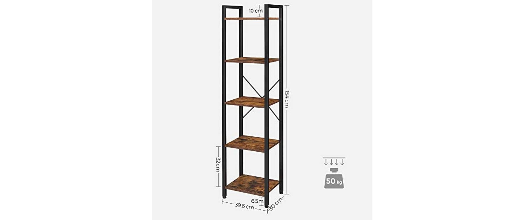 VASAGLE Étagère »40 x 30 x 146 cm, Braun/Schwarz«