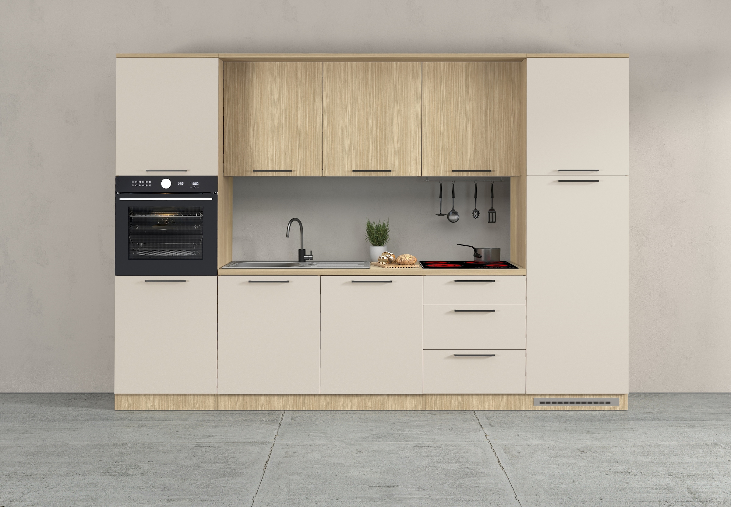 KOCHSTATION Kitchenette »KS-Luna, Einbauküche, Zeilenküche, Küchenblock« Breite 300 cm, wahlweise mit Hanseatic-E-Geräten, APL 35mm stark