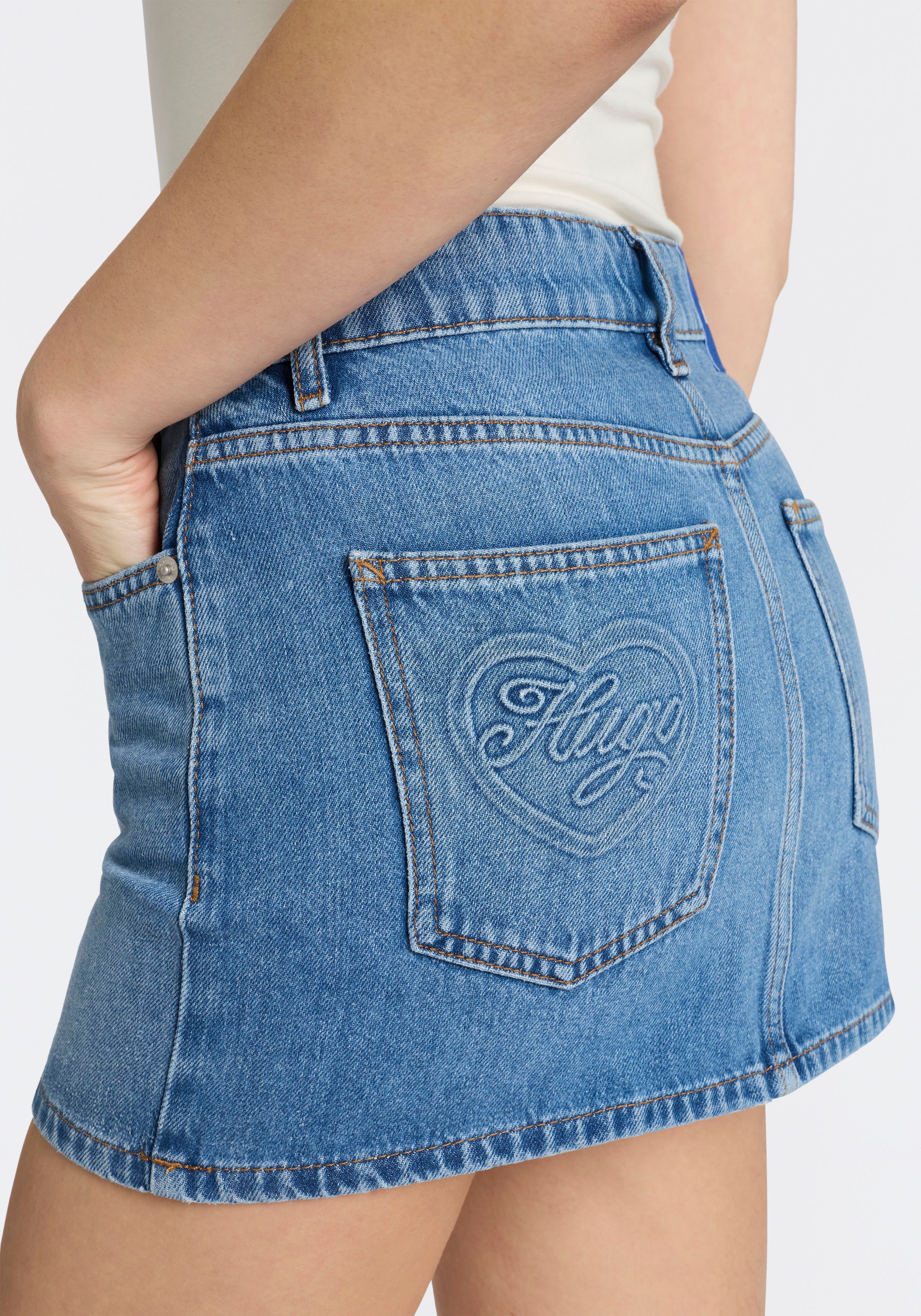 HUGO Blue Jupe en jean »Galanie« in Mini Länge, Mid Rise