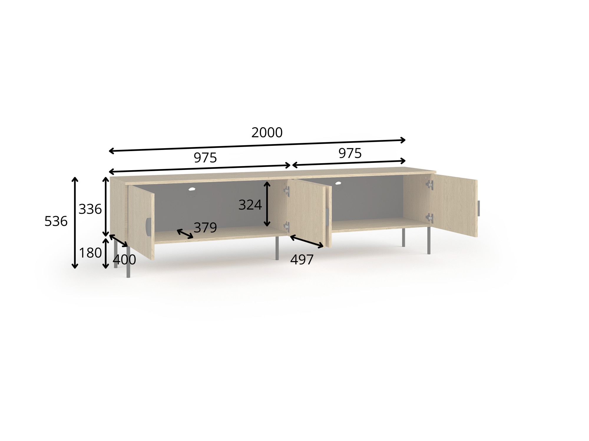 Home affaire Lowboard »BELLOT TV-Schrank mit 2 Türen, Masse B/T/H: 160/40/53,6 cm« 1 Stk. tlg. schwarze Farbe, mit holzähnlicher Struktur