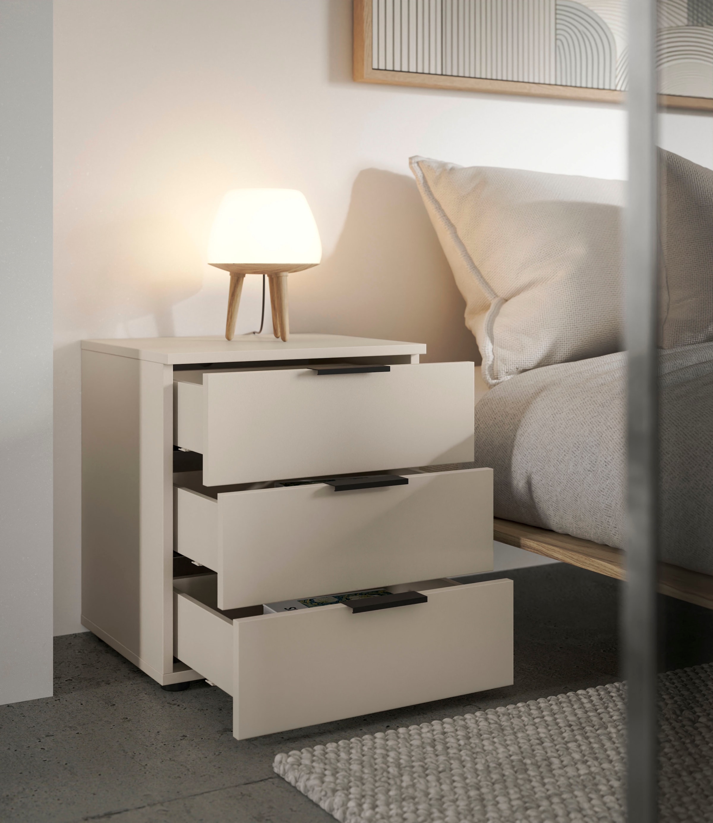 HBZ Kommode »Linz Nachtkonsole, BxHxT 45x50x40cm« 1 Stk. tlg. Breite 45cm,Lip-Griff, Melaminbeschichtung