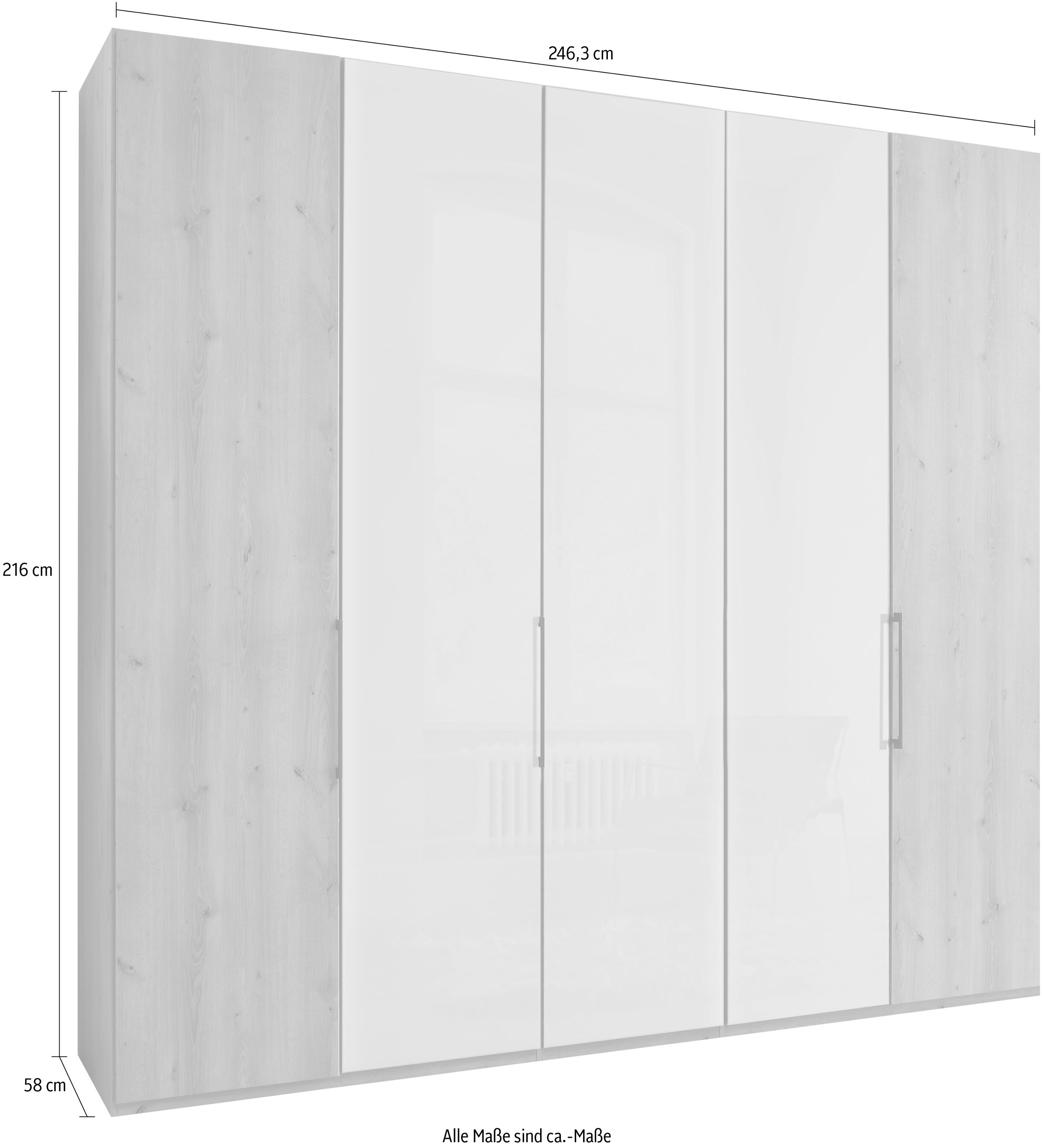 WIEMANN Armoire à portes pliantes »Monaco« avec façade partiellement vitrée et ferrures de haute qualité