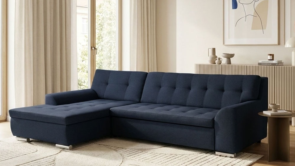 GOODproduct Canapé d'angle »Tornby 268 x 178 cm, mit Steppungen, modern & stabil« forme en L, en microfibre de luxe douce et facile d'entretien