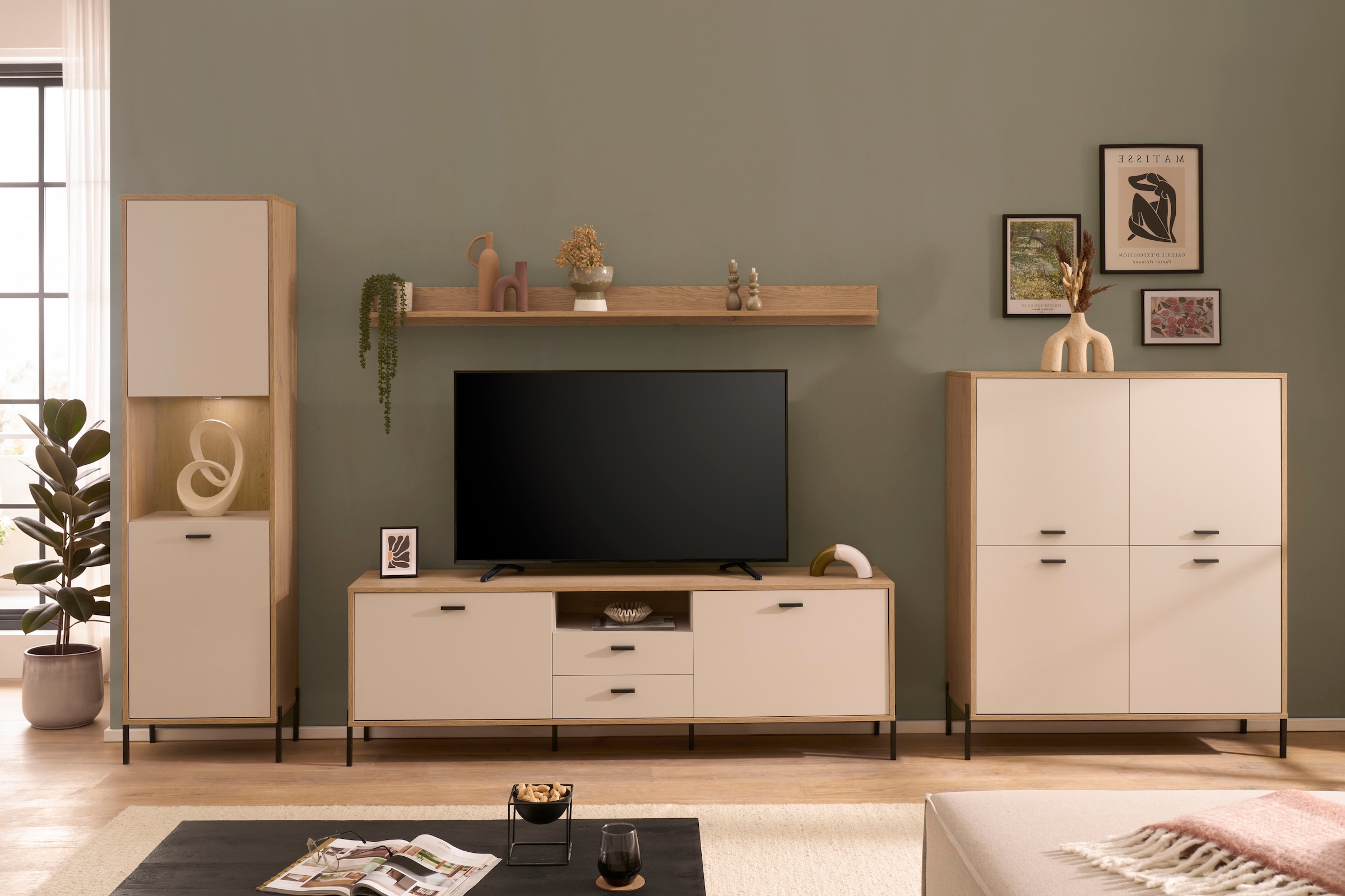 Home affaire Meuble mural »Fredericia, moderne Anbauwand, Komplettset in Kaschmir« Ensemble, 4 cuis tlg.
