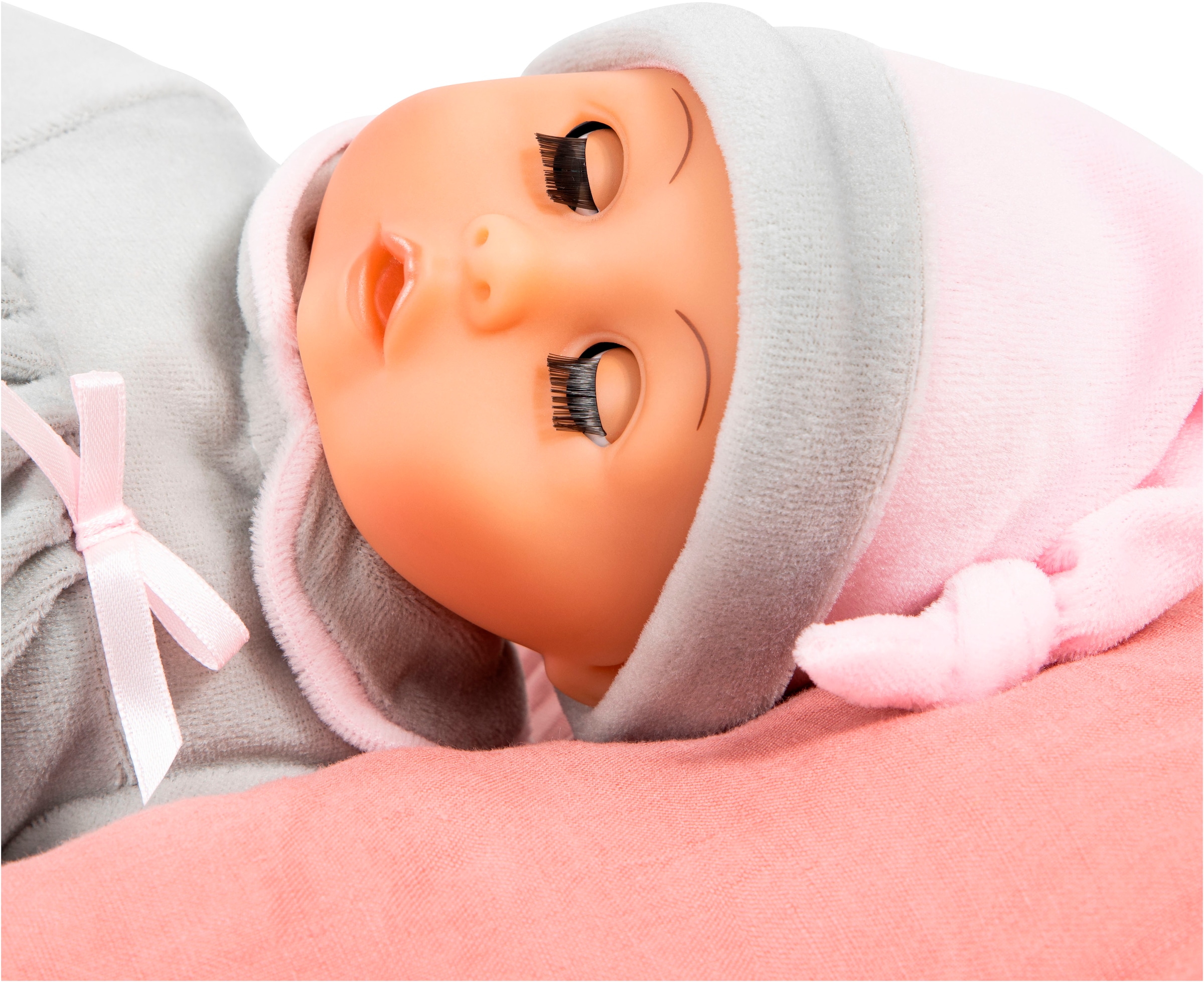 Bayer Poupée bébé »First Words Baby, 38 cm grau/rosa« mit Schlafaugen und Babygeräuschen