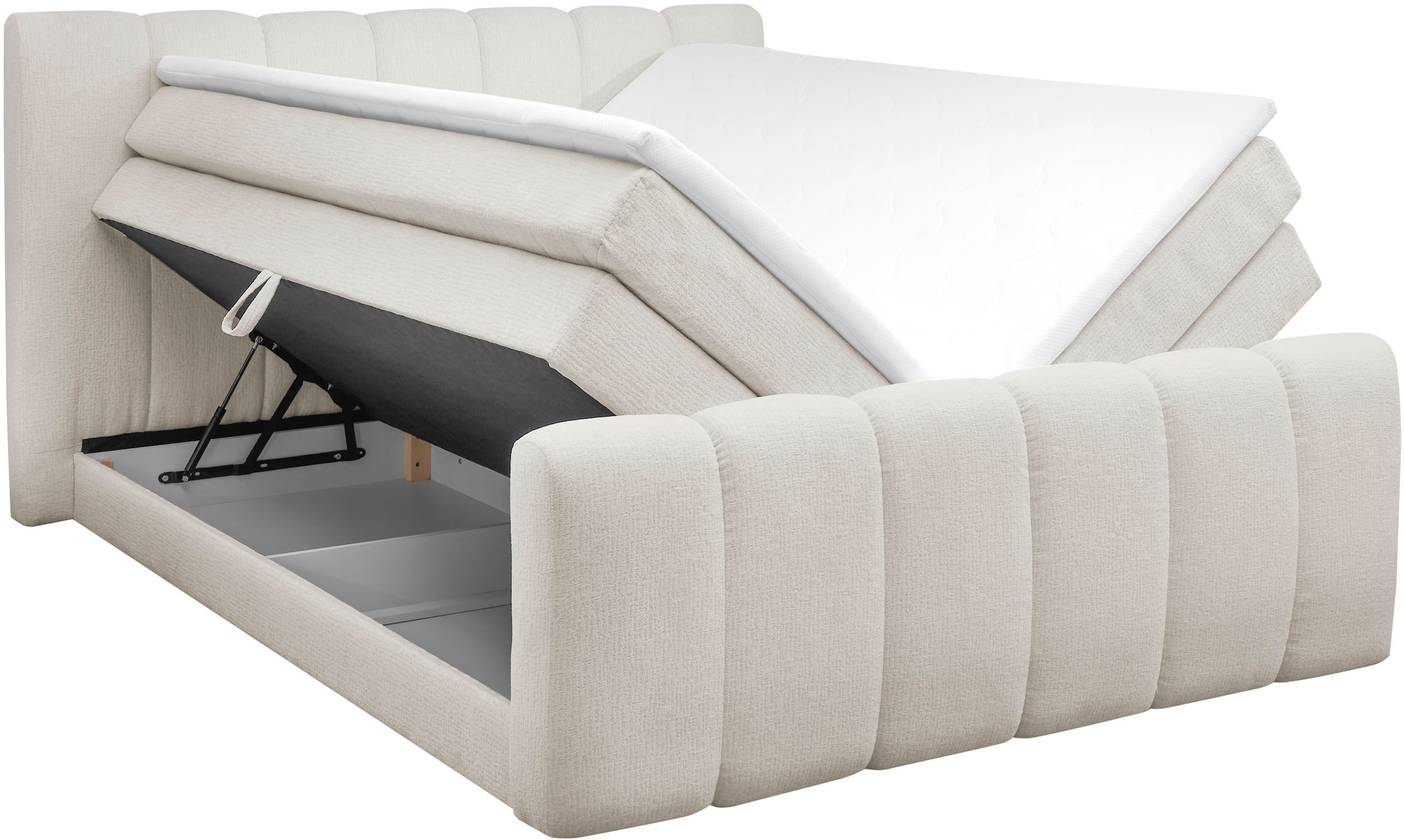 ED EXCITING DESIGN Lit boxspring »Chuck in der Breite 180cm, inkl. Bettkasten« inkl. Tonnentaschen-Federkernmatratze & Kaltschaum-Topper