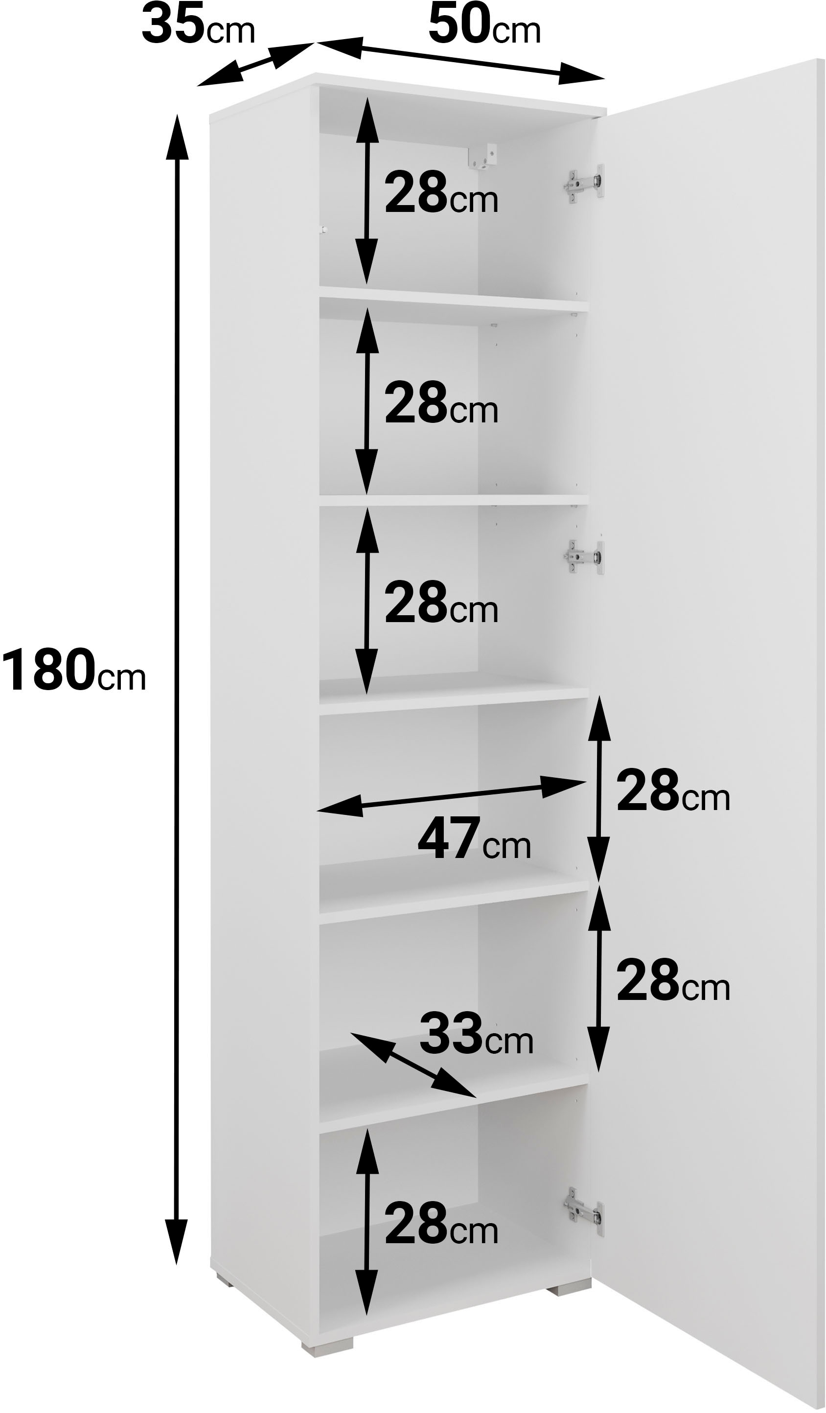 GOODproduct Armoire à chaussures »Paris, stehend oder hängend montierbar, Türanschlag wechselbar« armoire à vêtements moderne hauteur 180cm, 6 compartiments spacieux