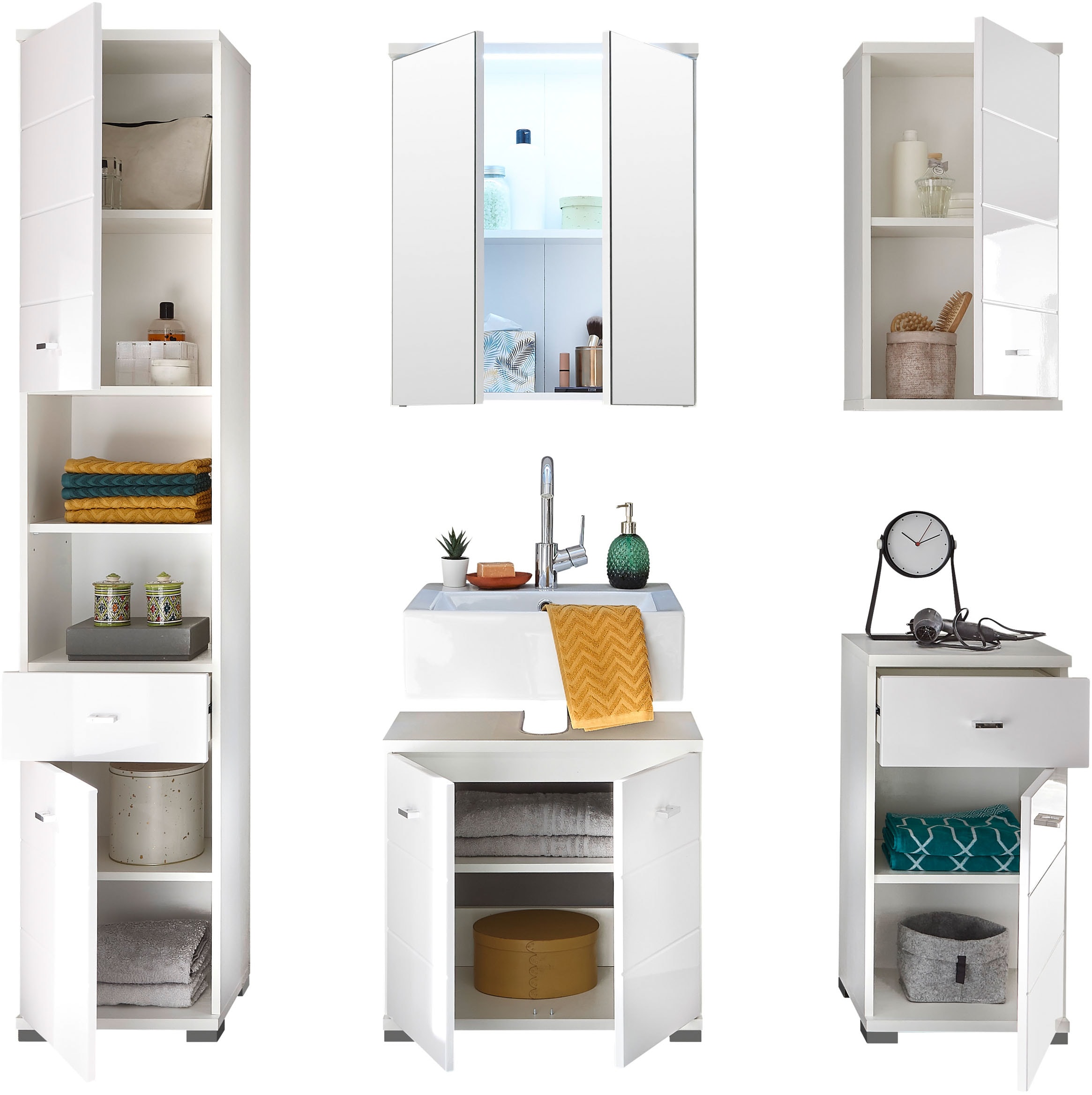 BASIC by Balculina Hochschrank »Pool, Badezimmerschrank BxHxT 38x190x30« 1 Stk. tlg. Breite 38cm, Tür L/R montierbar