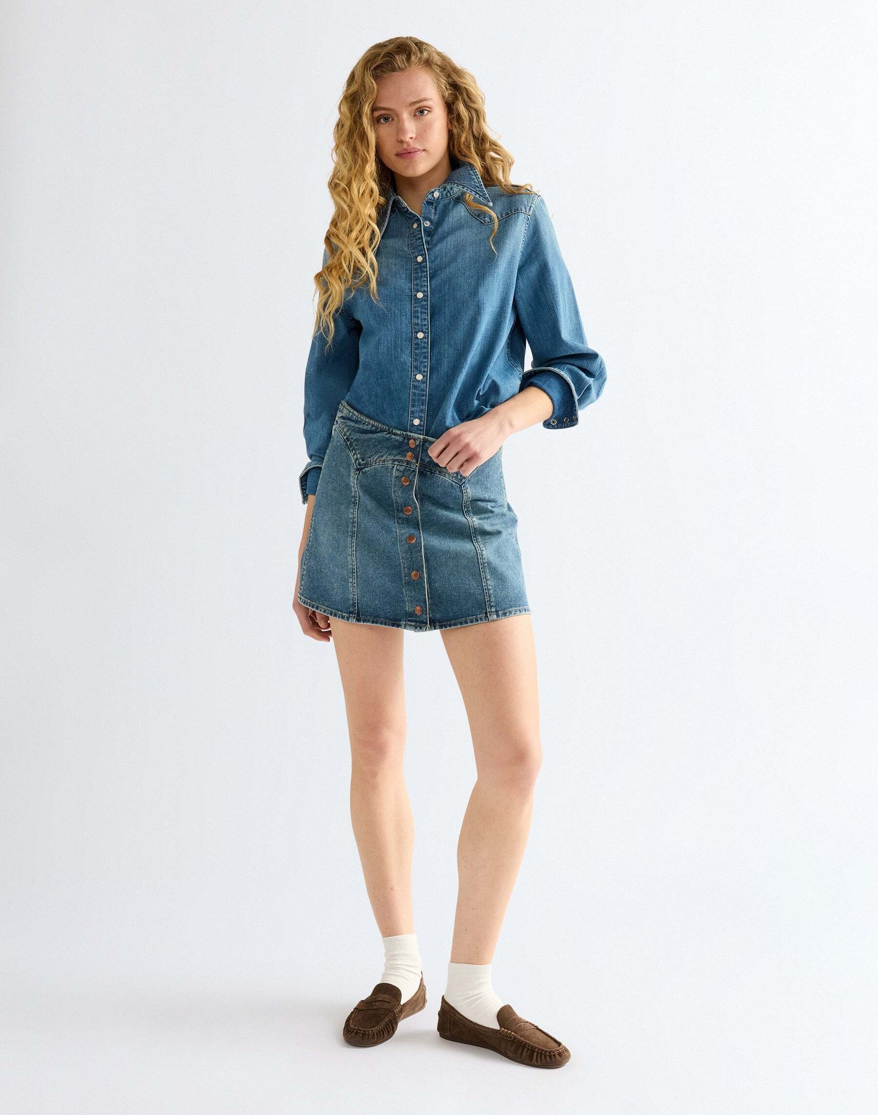 Wrangler Blouse en jean »WRANGLER Jeanshemd Drama Collar«