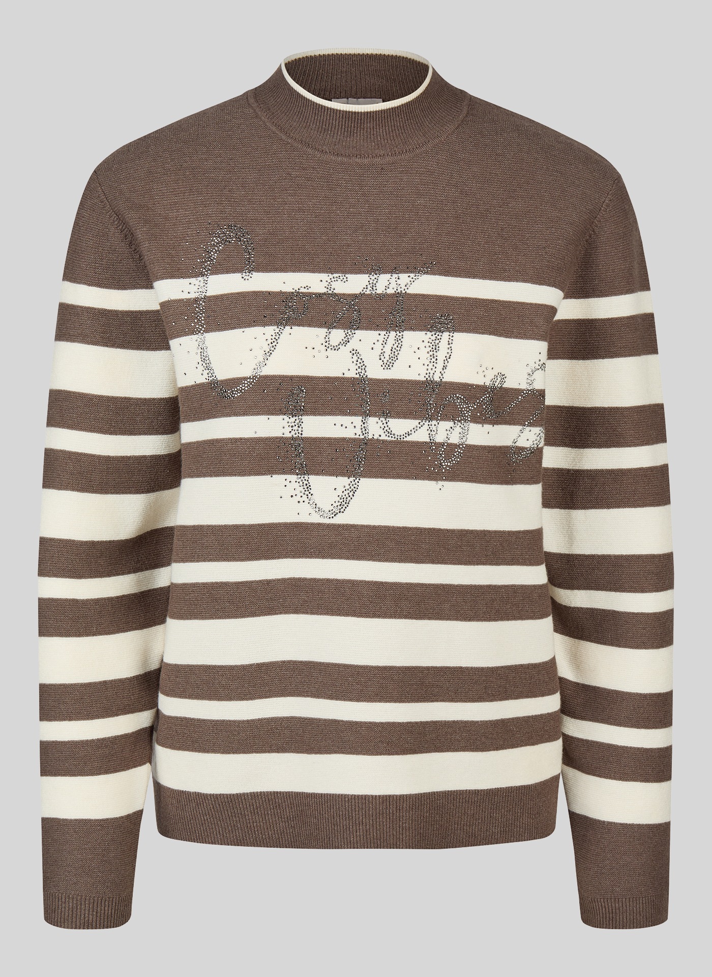 Rabe Pull en tricot im Streifen-Design und mit Glitzer-Wording