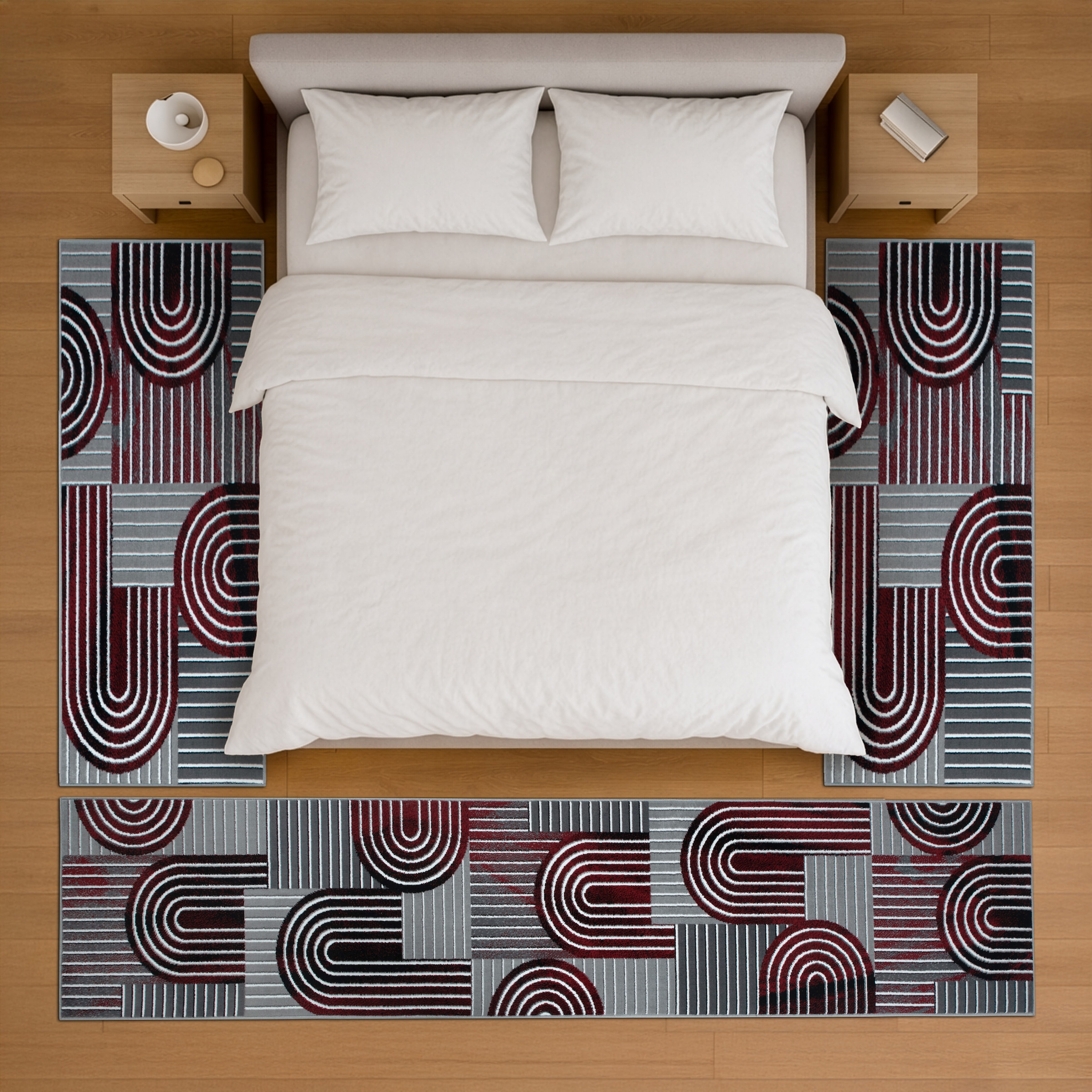 GOODproduct Bettumrandung »Lyssandra« Höhe 8 mm 3 tlg. tlg. 3D-Effekt, softer Kurzflor, pflegeleicht, leichter Glanz, Scandi-Look