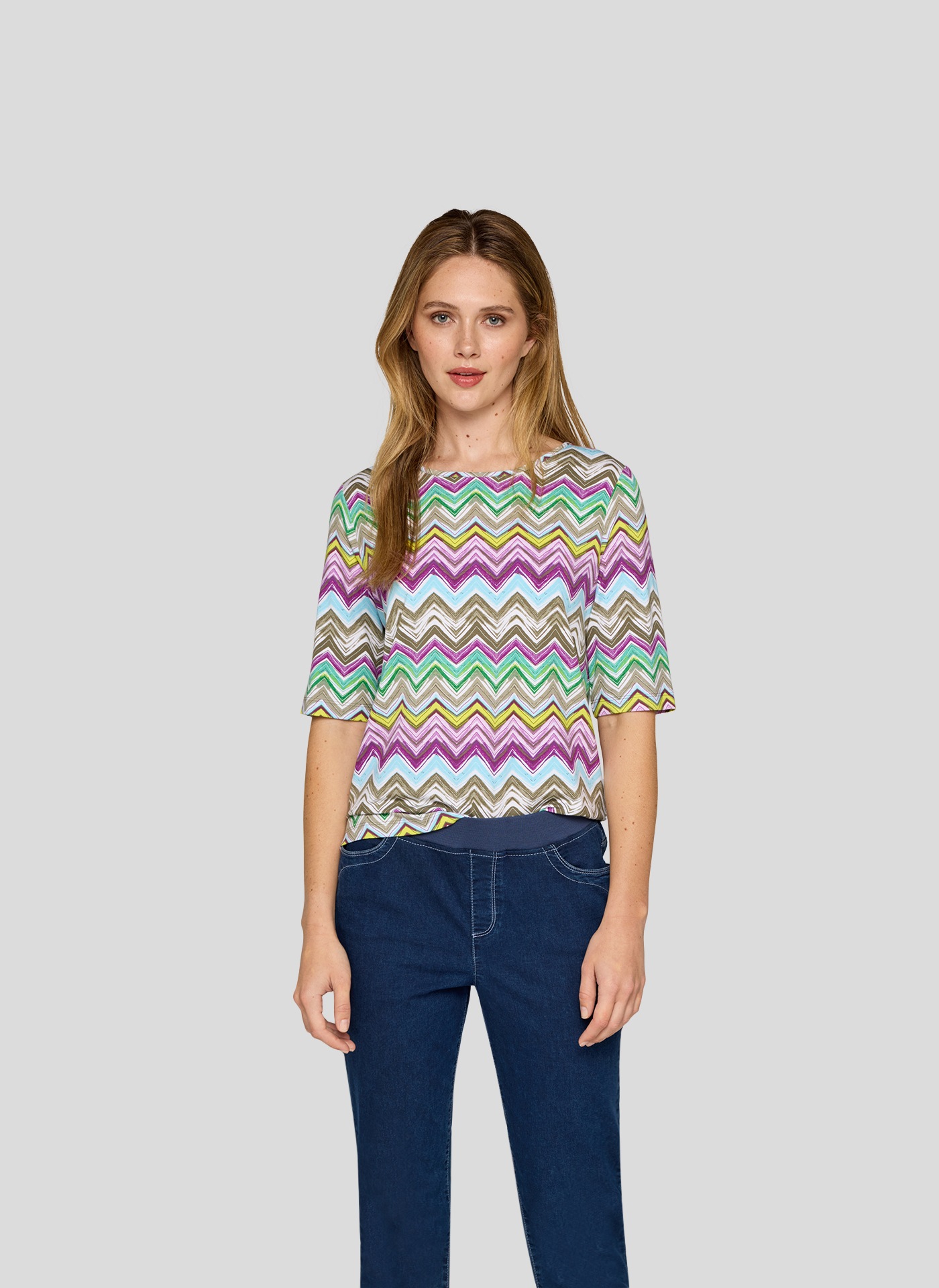 Rabe Rundhalsshirt mit grafischem Muster