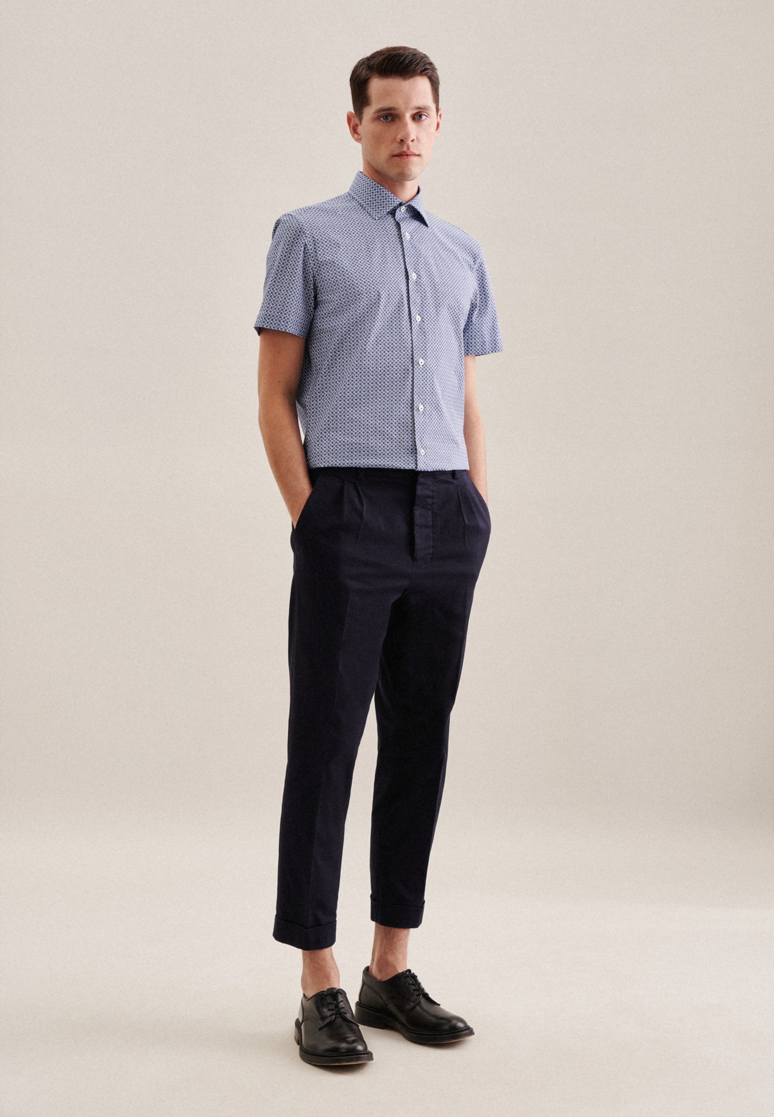 seidensticker Chemise d'affaires »Slim« Slim Kurzarm Kentkragen Druck