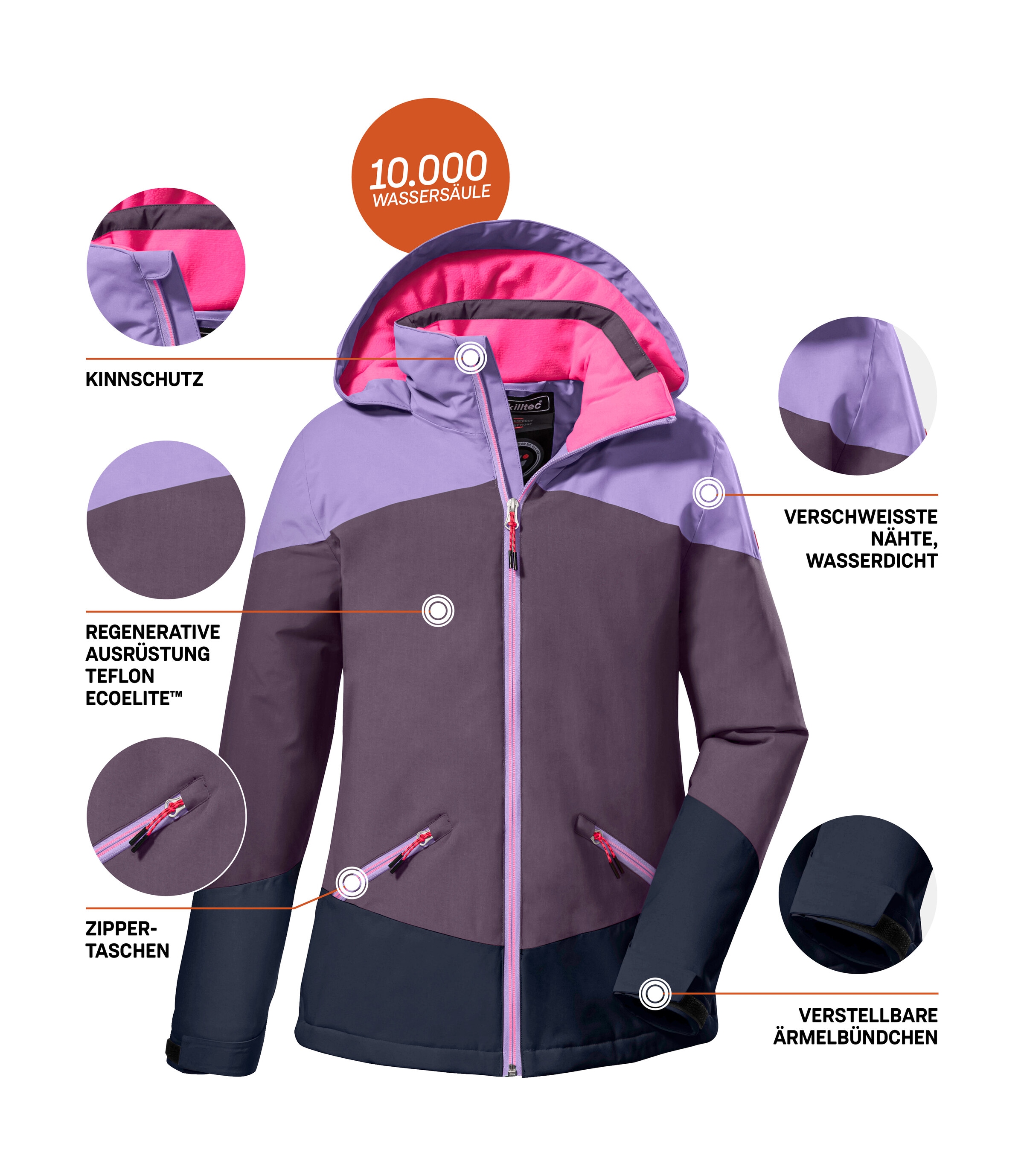Killtec Outdoorjacke »KOW 195 GRLS JCKT« Wasserdichte Winterjacke mit Colourblock, verstellbaren Details