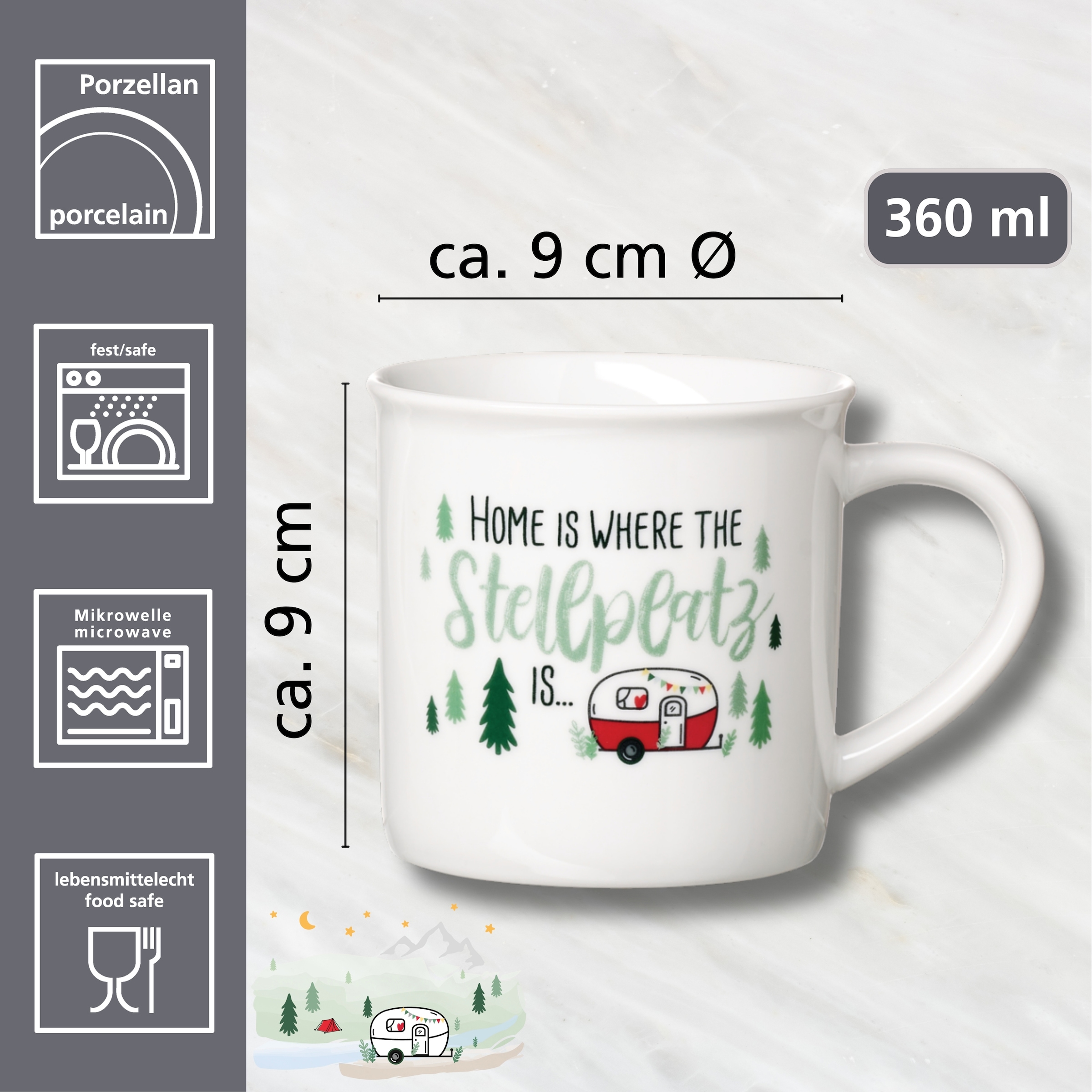 Ritzenhoff & Breker Becher »Camping« "Home is where the Stellplatz is..." - in Geschenkbanderole