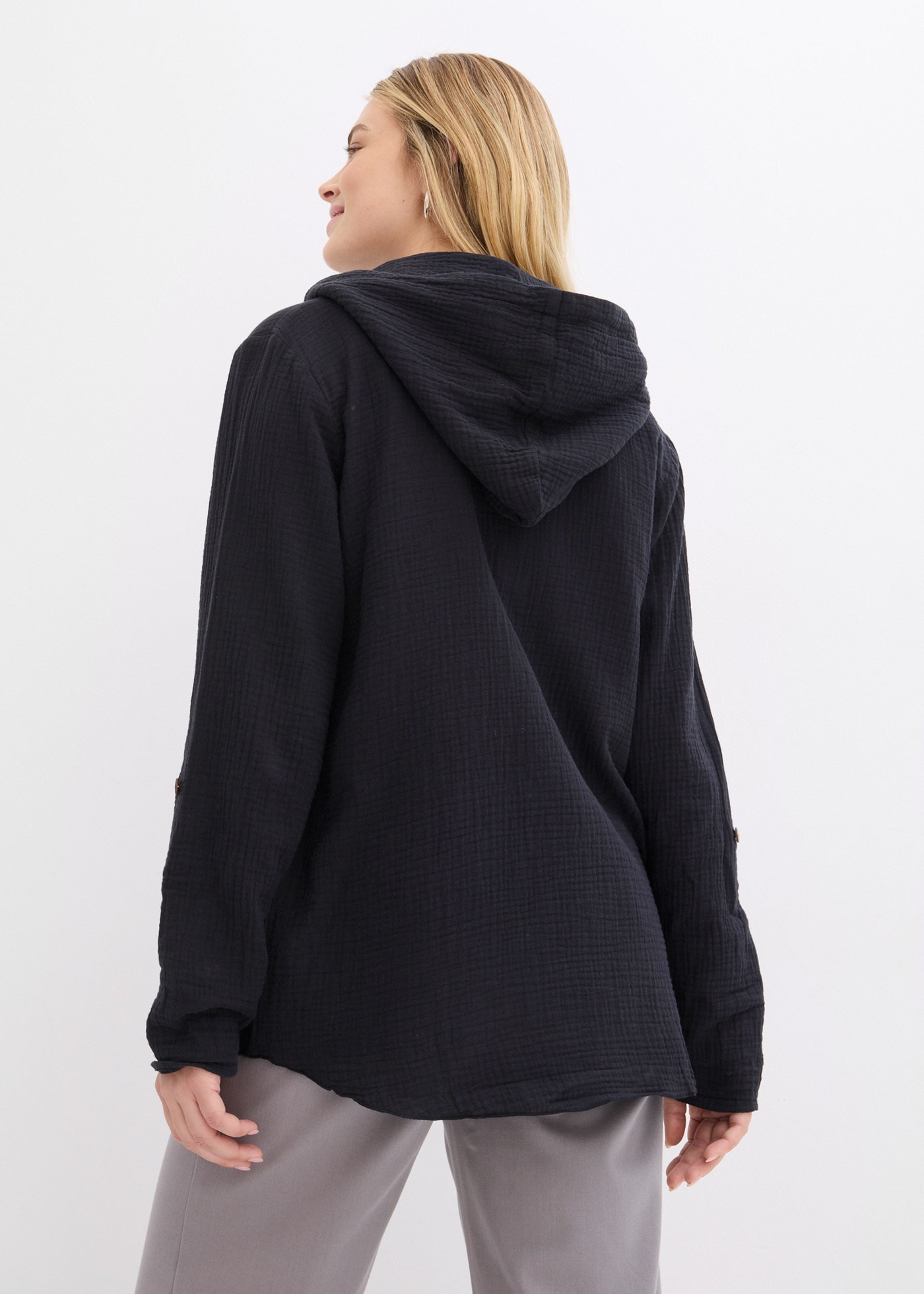 bonprix Blouse à enfiler 1 coupe loose, pour printemps et été, en coton, tunique en mousseline