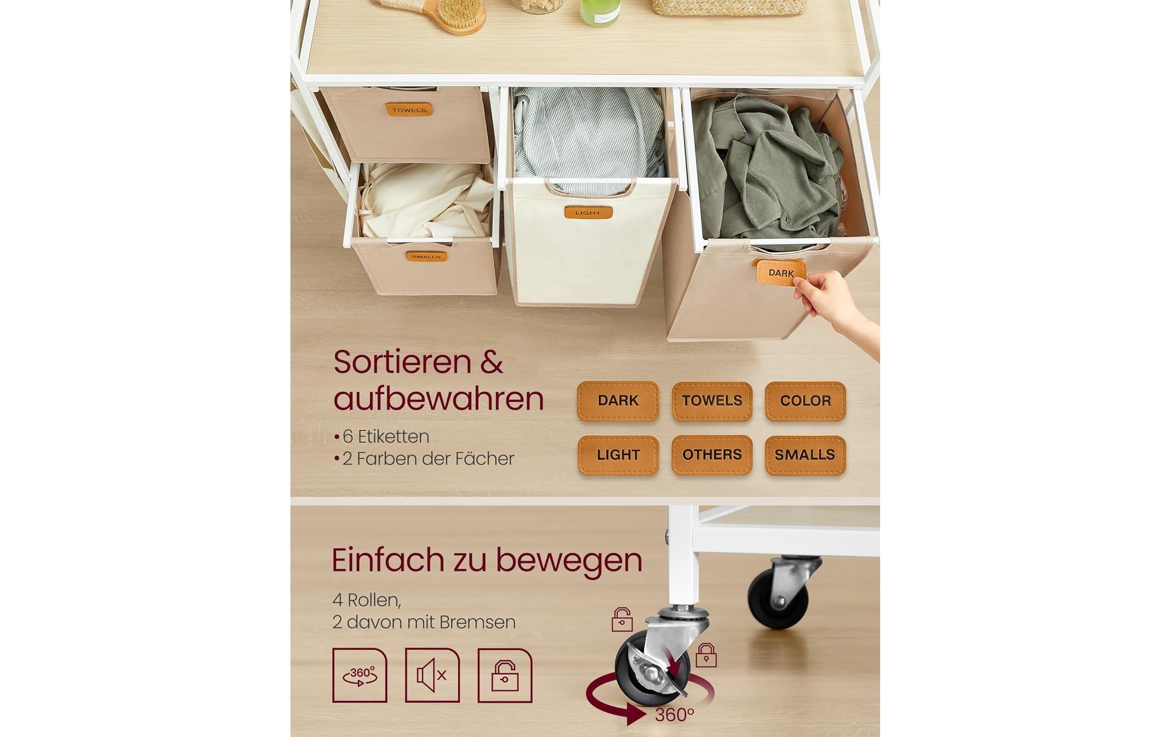 VASAGLE Panier à linge »mit 4 Fächern 150 l«