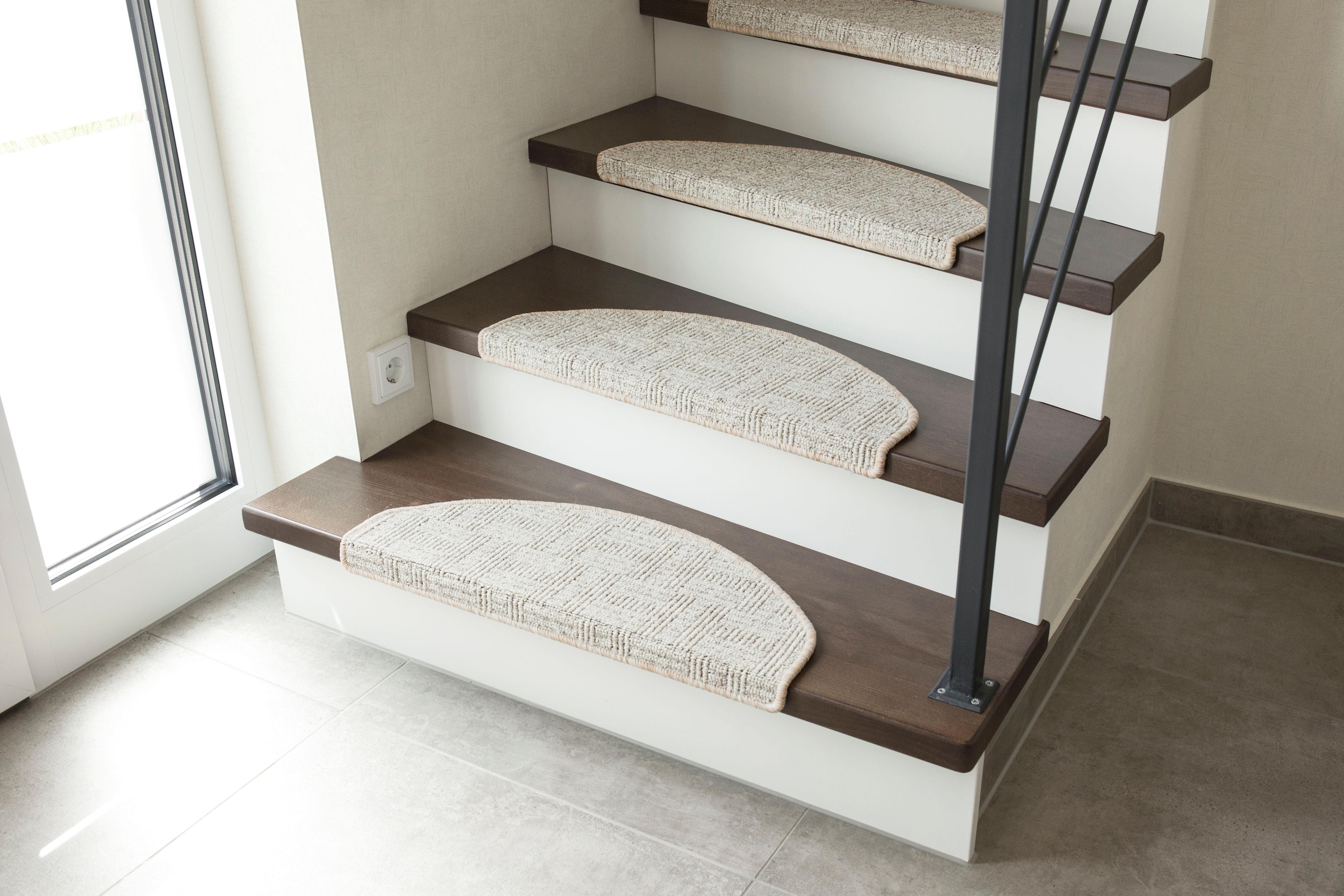 Andiamo Tapis de marche »Leo, Made in Poland« Demi-rond 6 mm Höhe grobe melierte Schlinge, selbstklebend, 15 Stück in einem Set