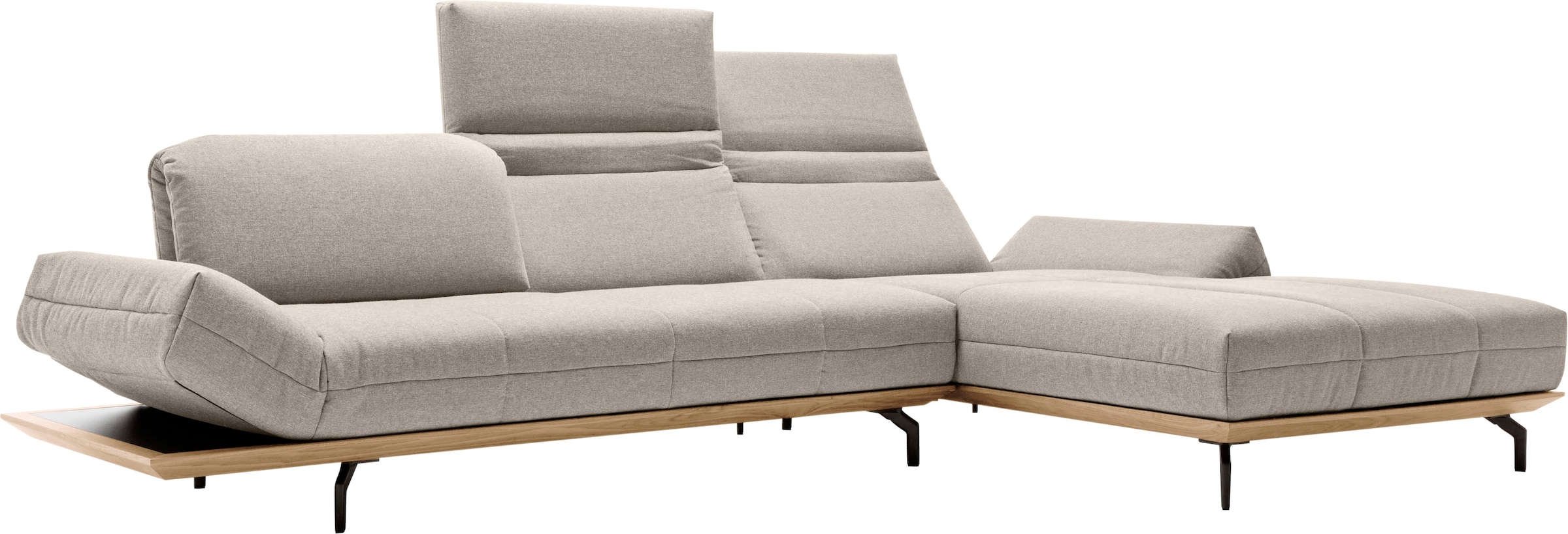 Creation BY ROLF BENZ Canapé d'angle »CR.420, Designecksofa, bequem, verstellbare Rückenlehne, L-Form« en 2 qualités, cadre en bois chêne naturel ou noyer, largeur 313 cm