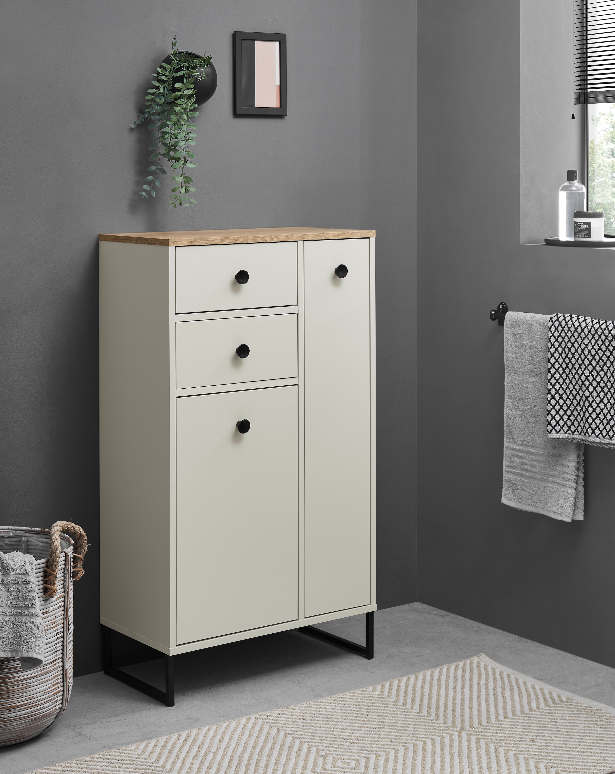 BASIC by Balculina Midischrank »Linea« 1 Stk. tlg. Breite 38cm, U-Profil Füsse, Unterflurauszug