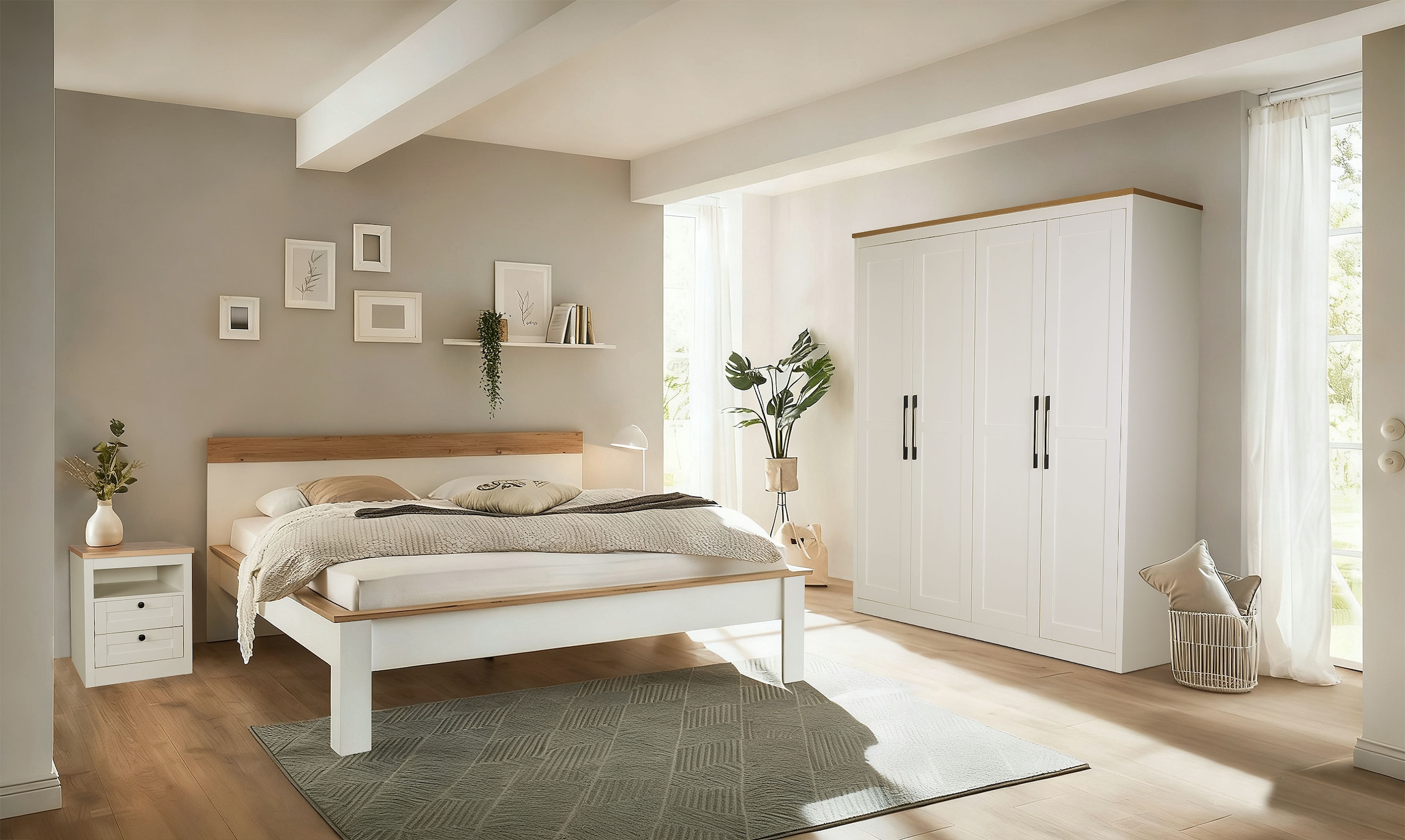GOODproduct Console de nuit »2er Set Büsum Nachtschrank Beistellschrank« Ensemble d'épargne, 2 Schränke im Lieferumfang,  Nachttisch im Landhaus Design mit 2 Schubladen Bestseller