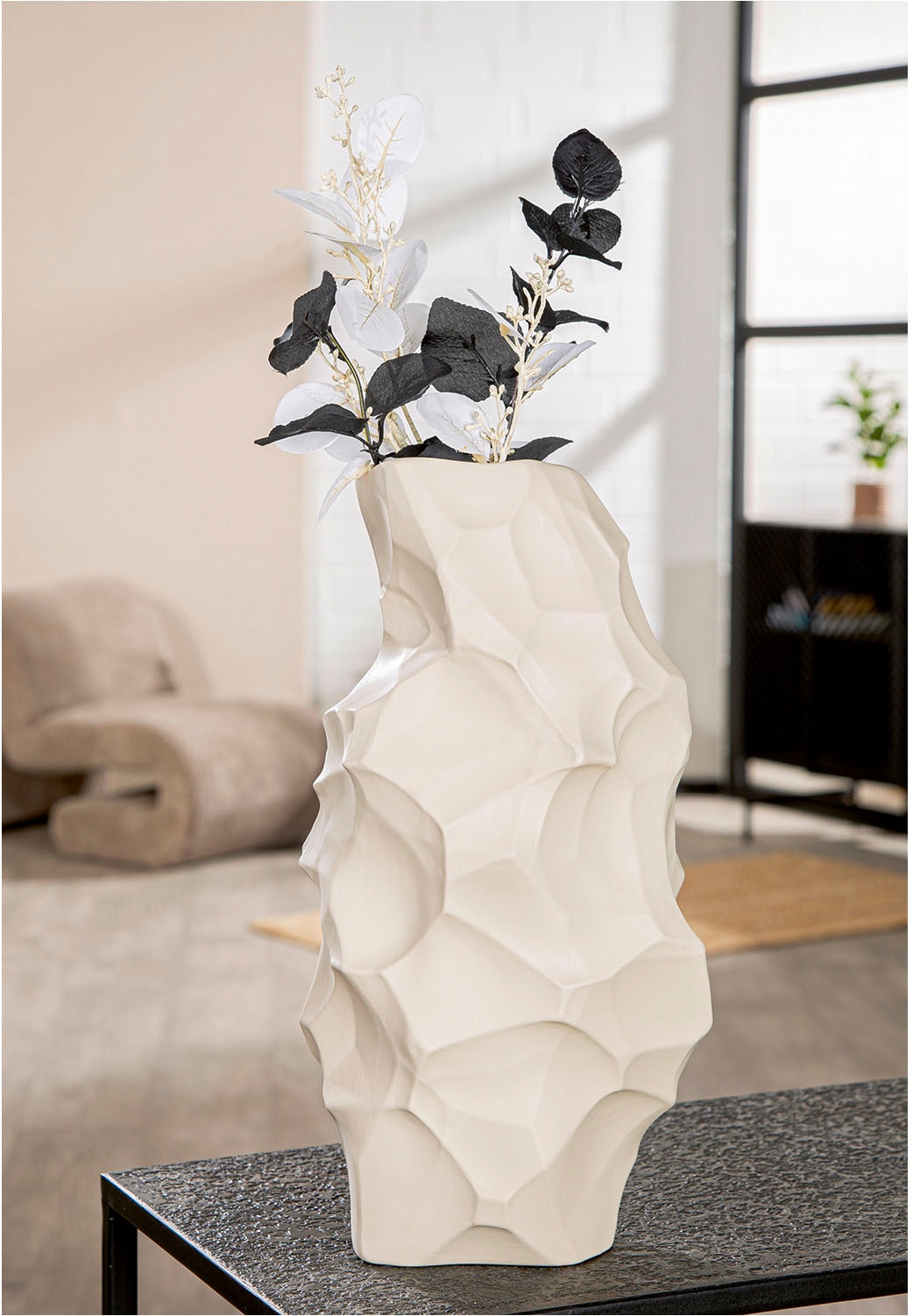 GILDE Tischvase »Vase Kegel Olbia beige H. 38,5 cm«