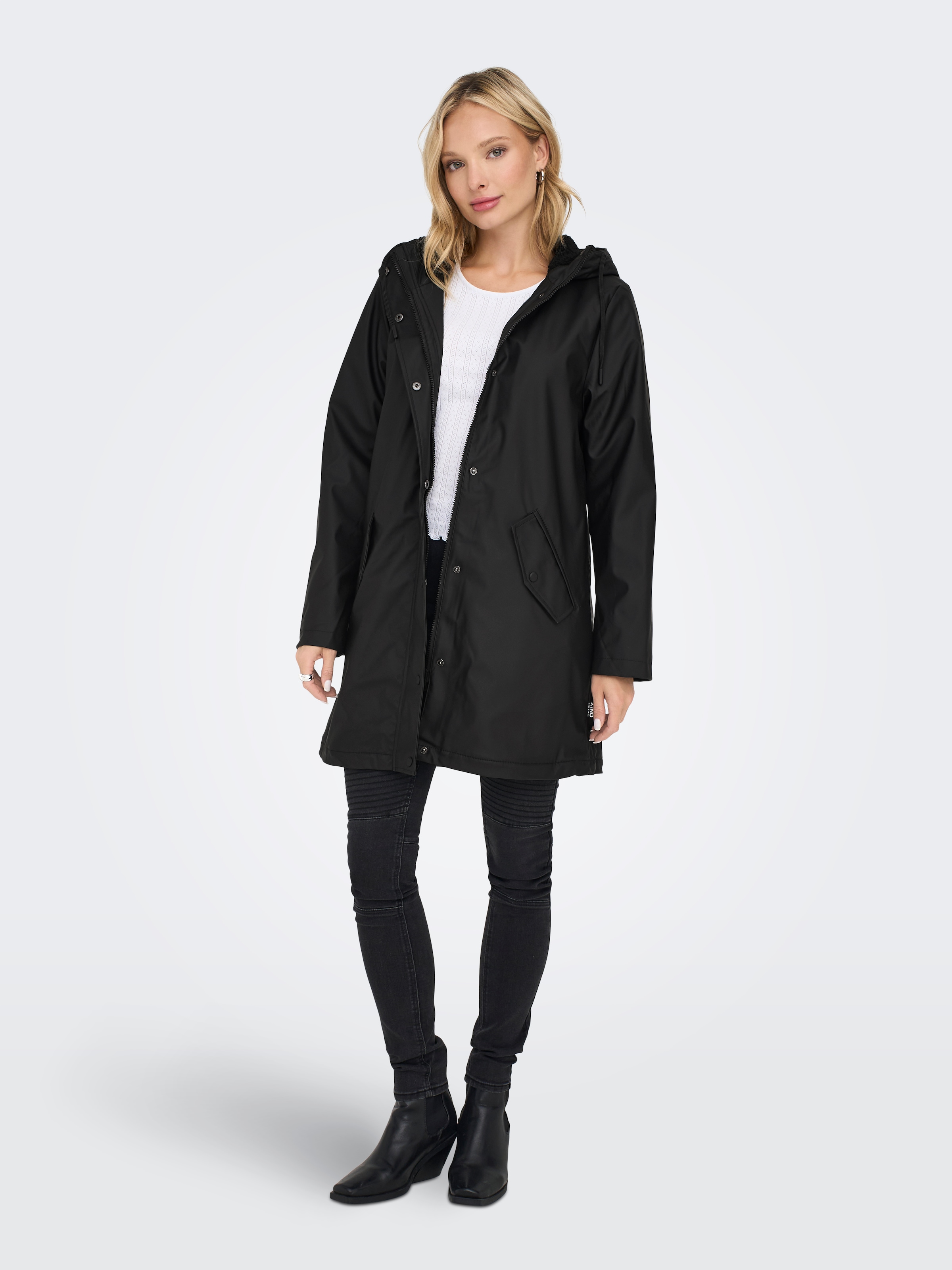 ONLY Manteau fonctionnel »ONLSALLY RAINCOAT OTW NOOS« mit Kapuze und Teddyplüschfutter